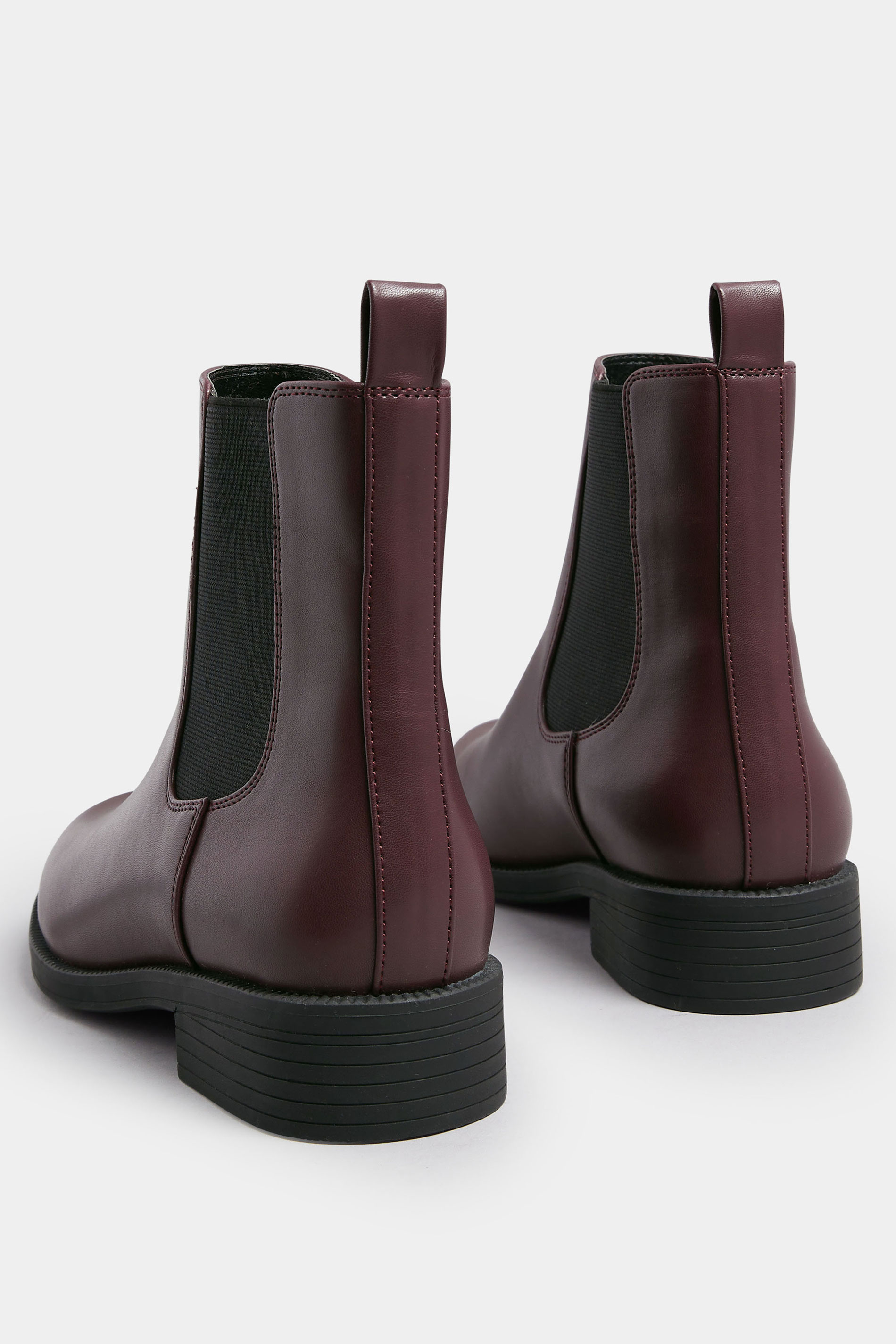 Burgundy Red Faux Leather Chelsea Ankle Boots In Wide E Fit & Extra Wide EEE Fit | Yours Clothing 4