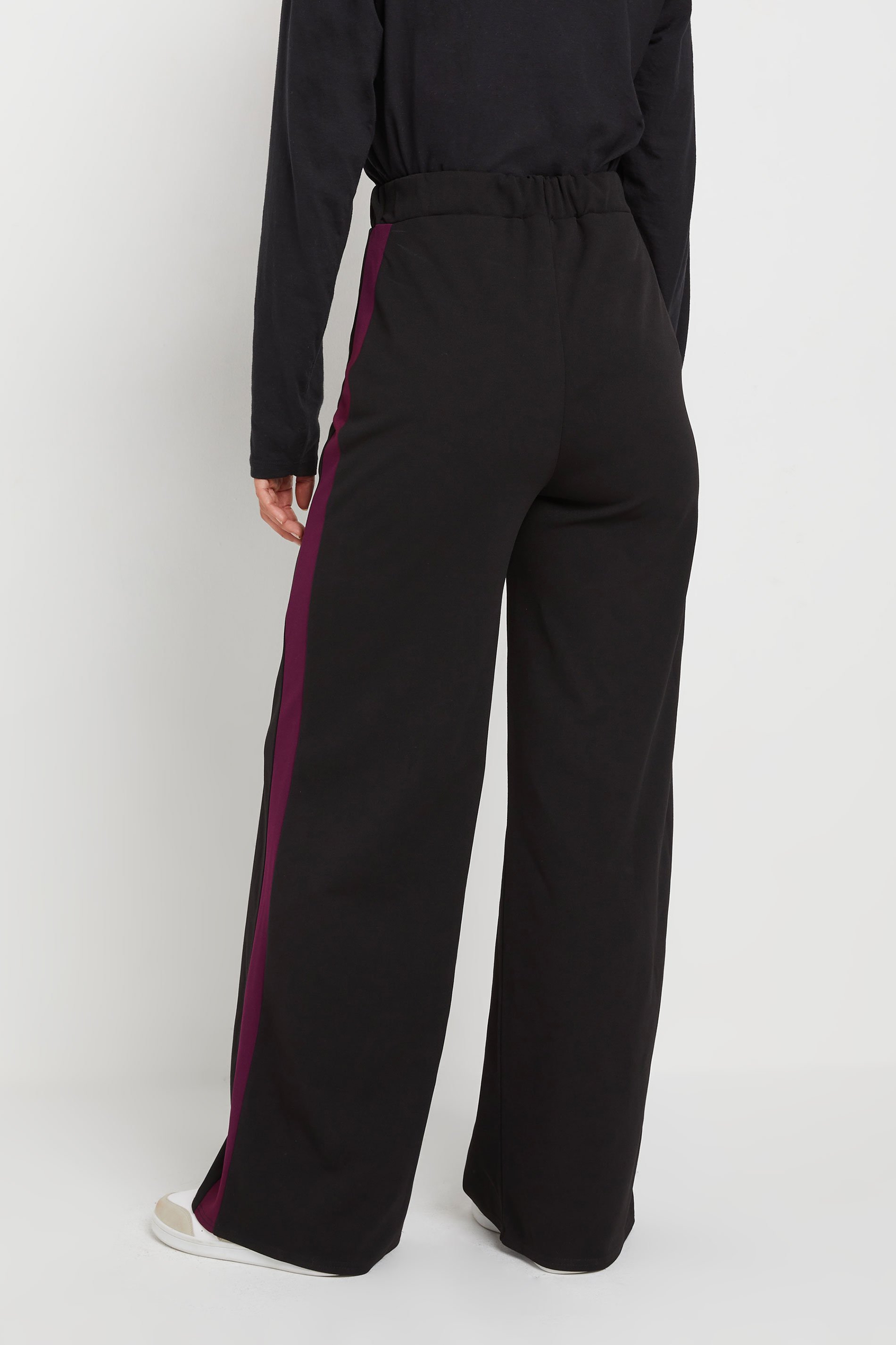 LTS Tall Burgundy Red Stripe Wide Leg Trousers | Long Tall Sally 3