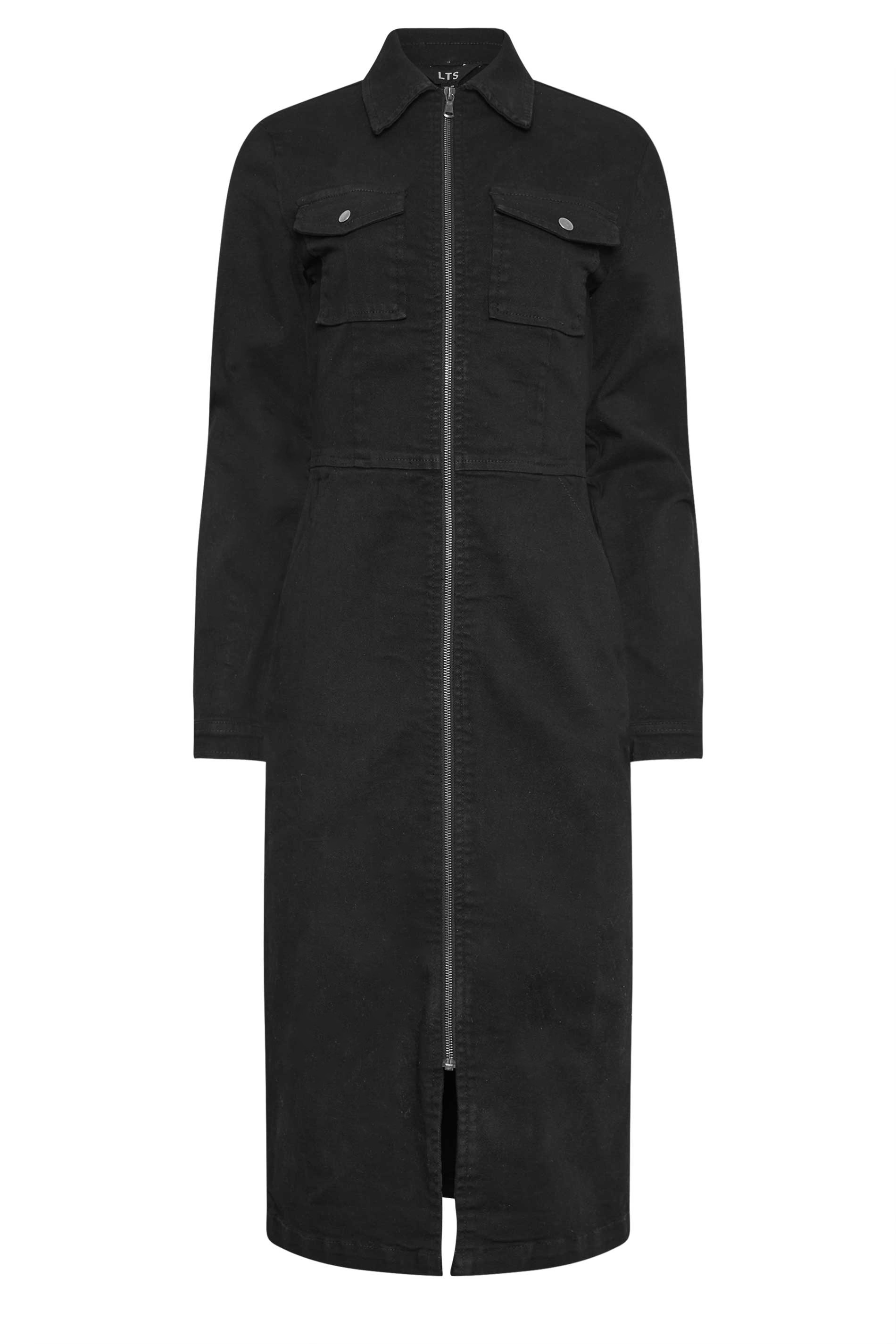 LTS Tall Womens Black Denim Zip Through Midi Dress | Long Tall Sally 6