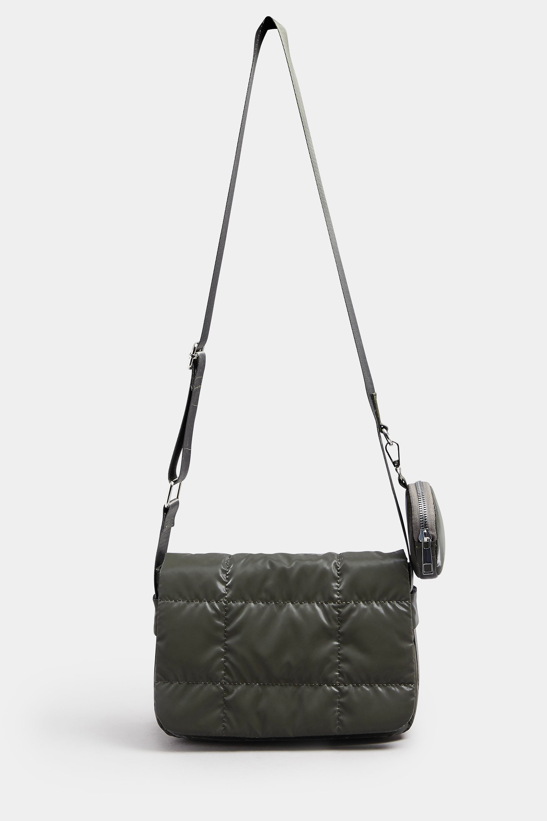 Khaki Green Quilted Cross Body Bag | Yours Clothing 1