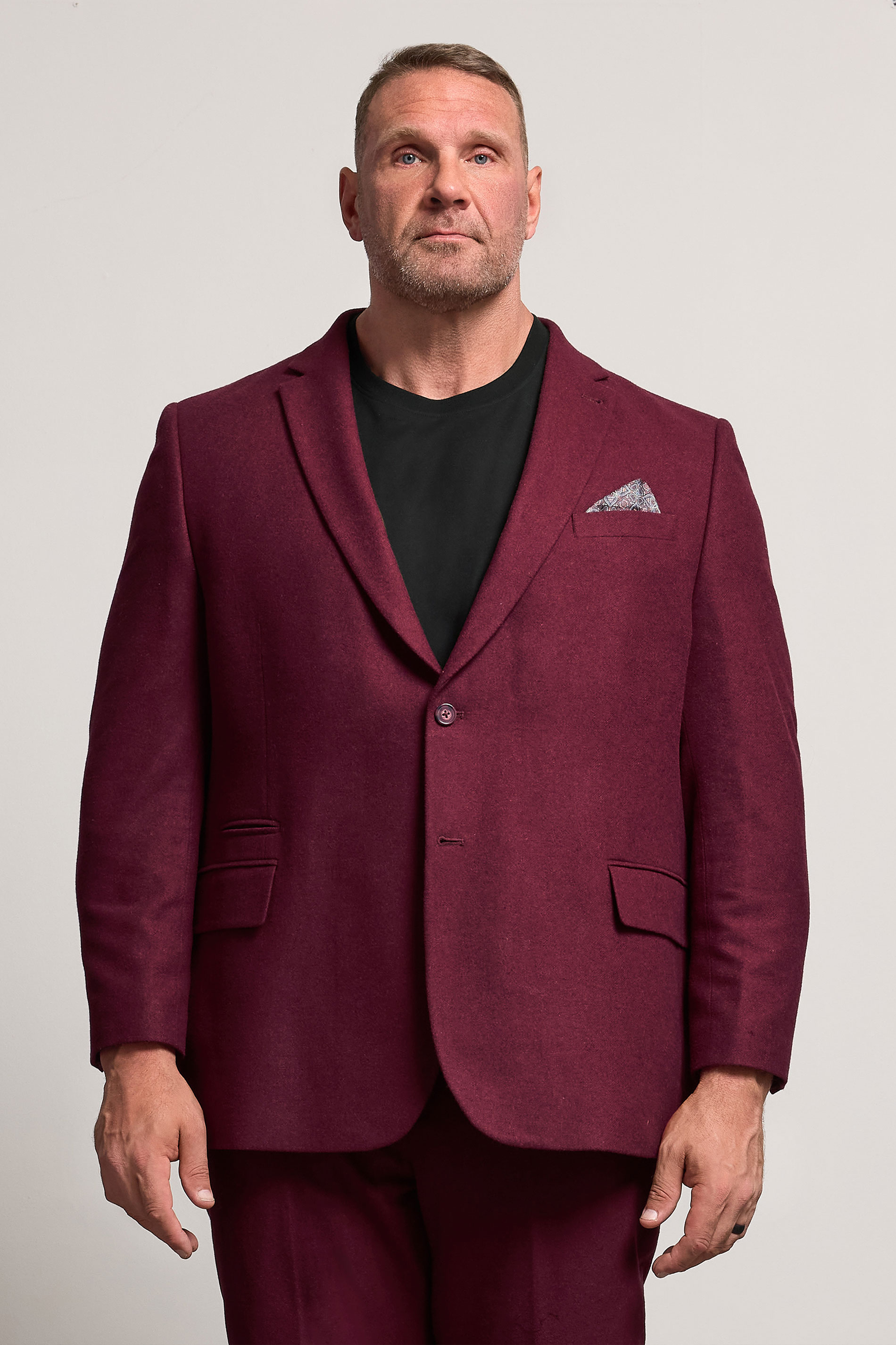 BadRhino Tailoring Big & Tall Burgundy Red Tweed Suit Jacket  1
