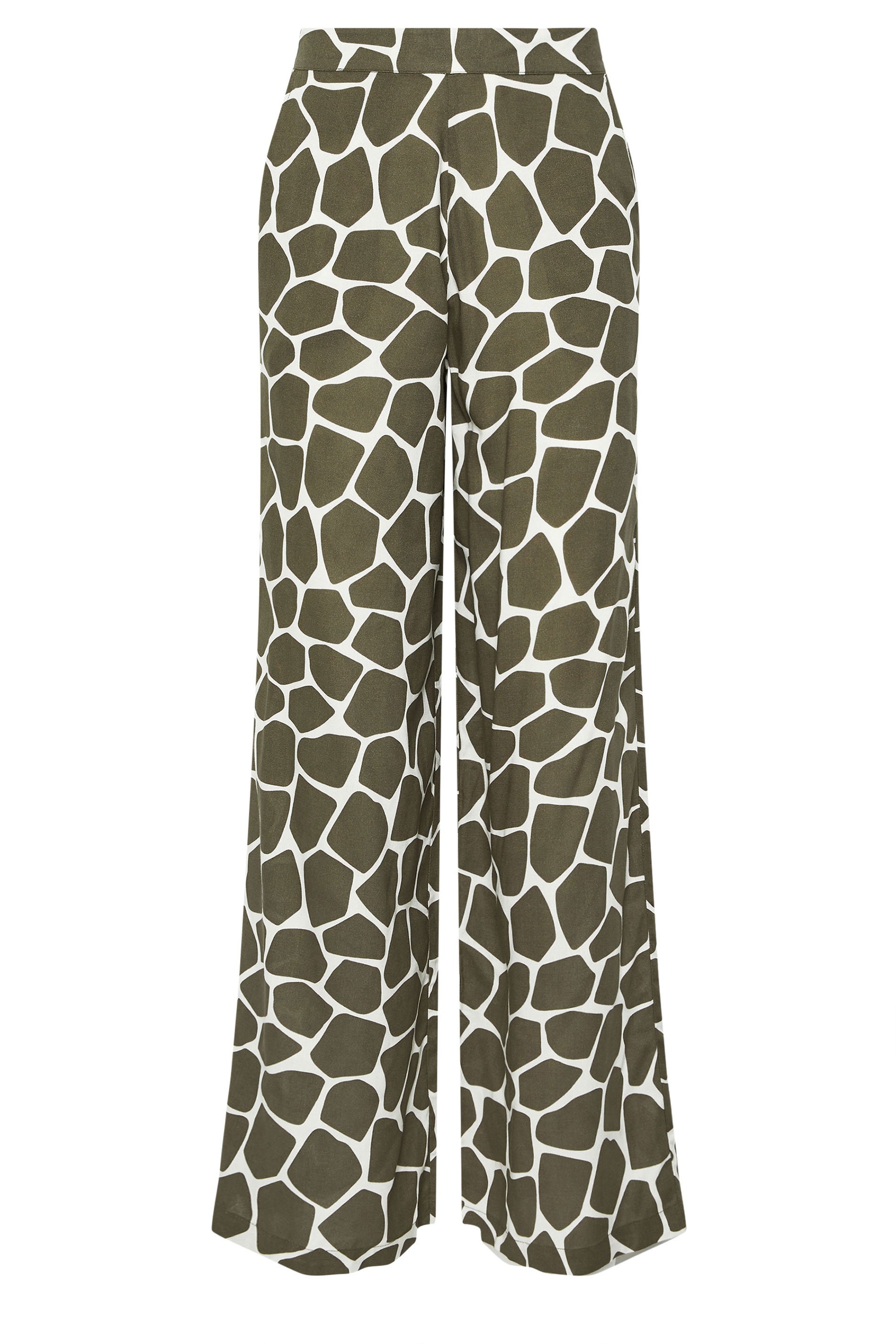 LTS Tall Khaki Green Giraffe Print Wide Leg Trousers | Long Tall Sally 8