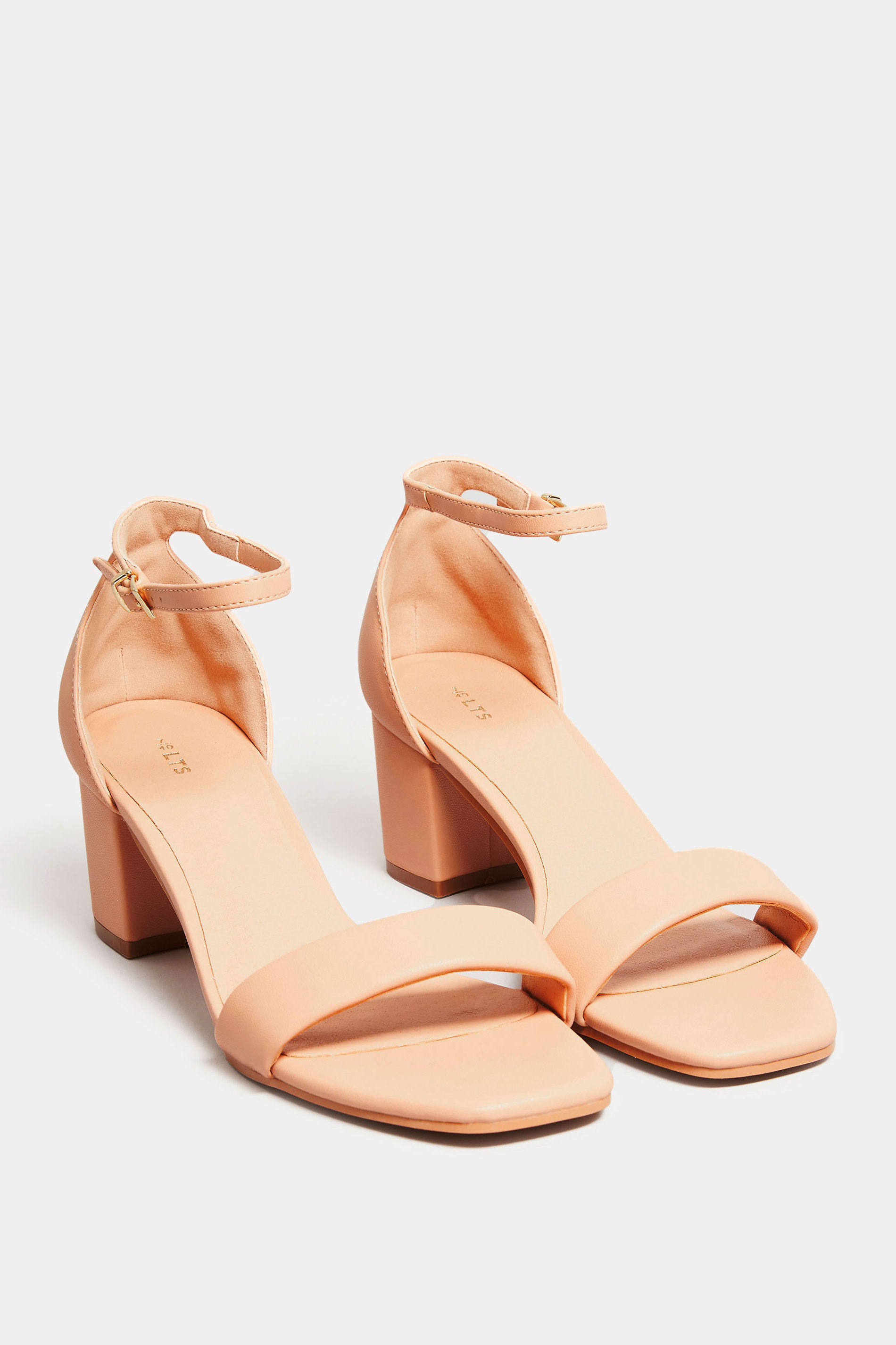 LTS Nude Faux Leather Block Heel Sandals In Standard Fit | Long Tall Sally 2