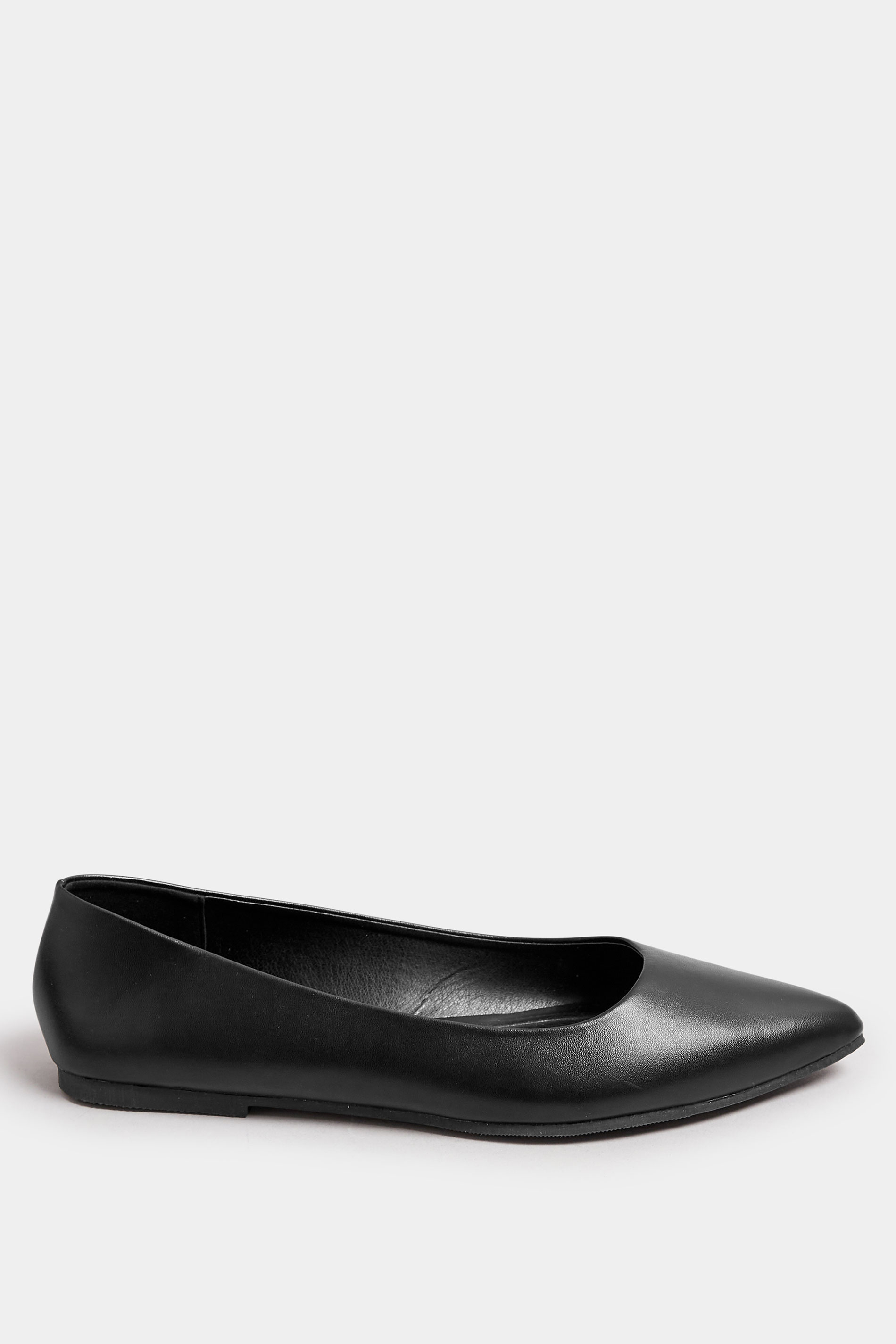 Black Pointed Ballet Pumps In Wide E & Extra Wide EEE Fit | Yours Clothing 4