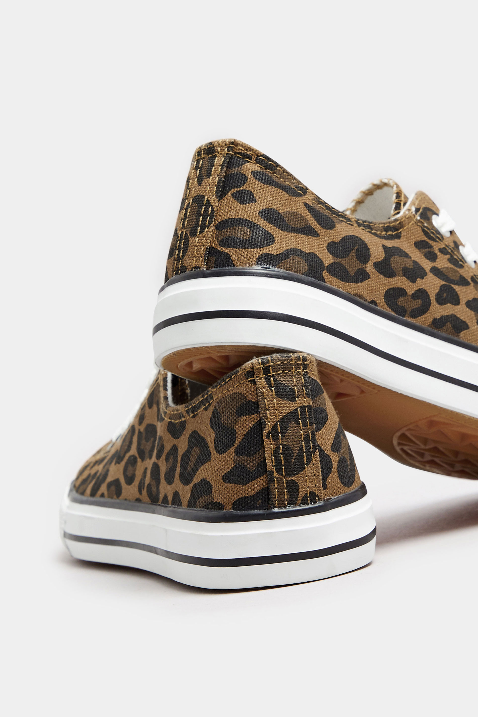LTS Tall Women s Brown Leopard Print Canvas Low Trainers In Standard Fit Long Tall Sally