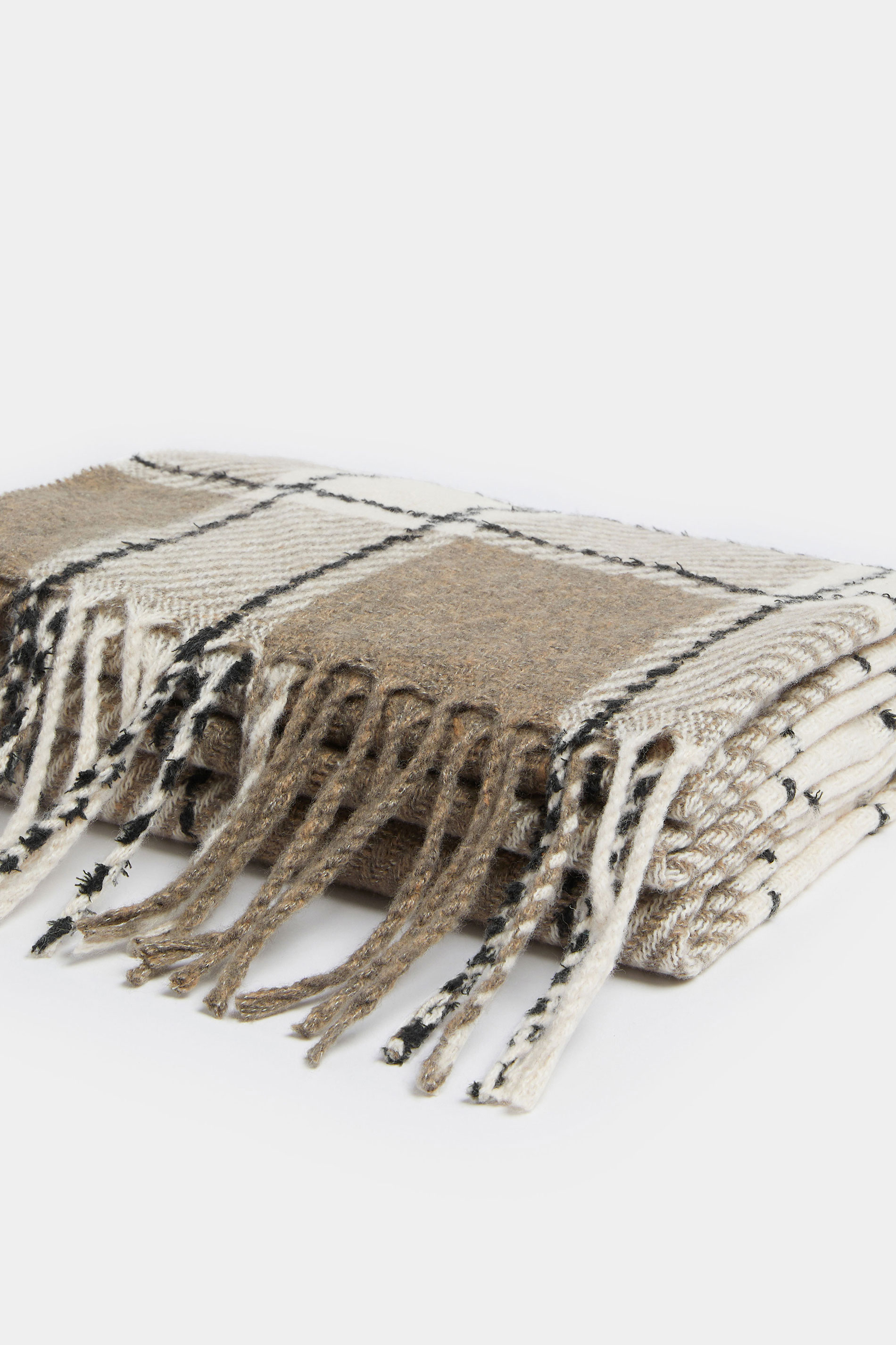 Natural Brown Checked Scarf | Yours Clothing 4