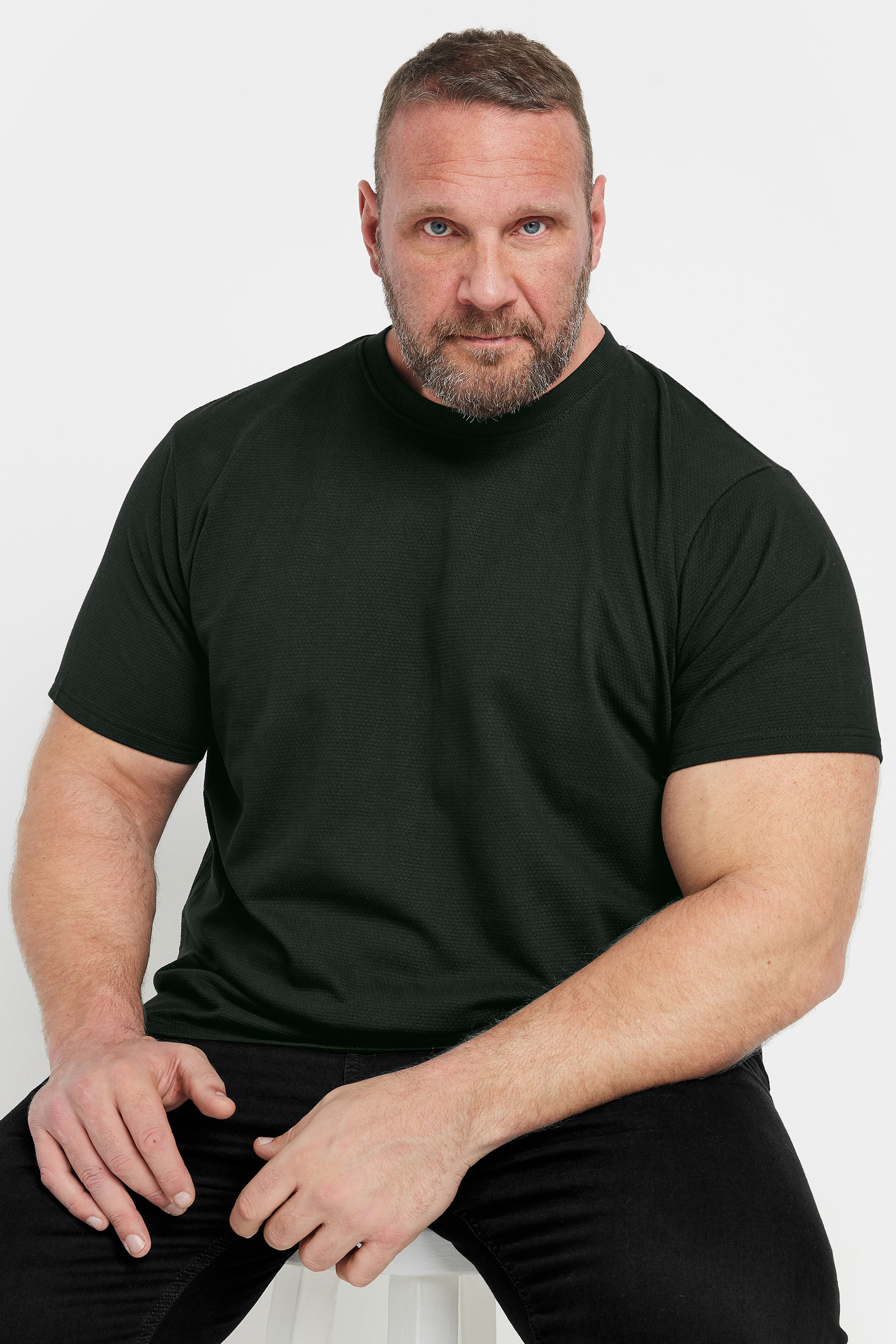 BadRhino Big & Tall Black Textured Short Sleeve T-Shirt | BadRhino 2