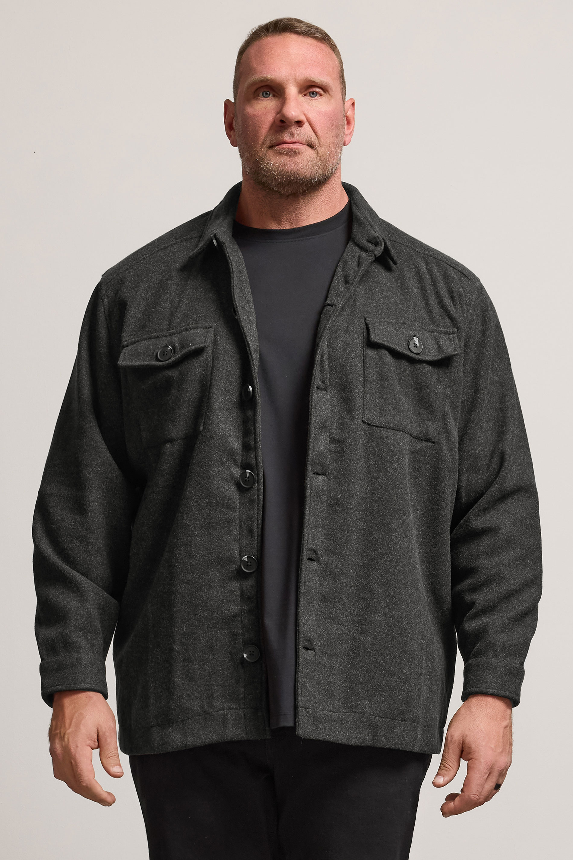 BadRhino Big & Tall Charcoal Grey Premium Button Down Shacket | BadRhino 1