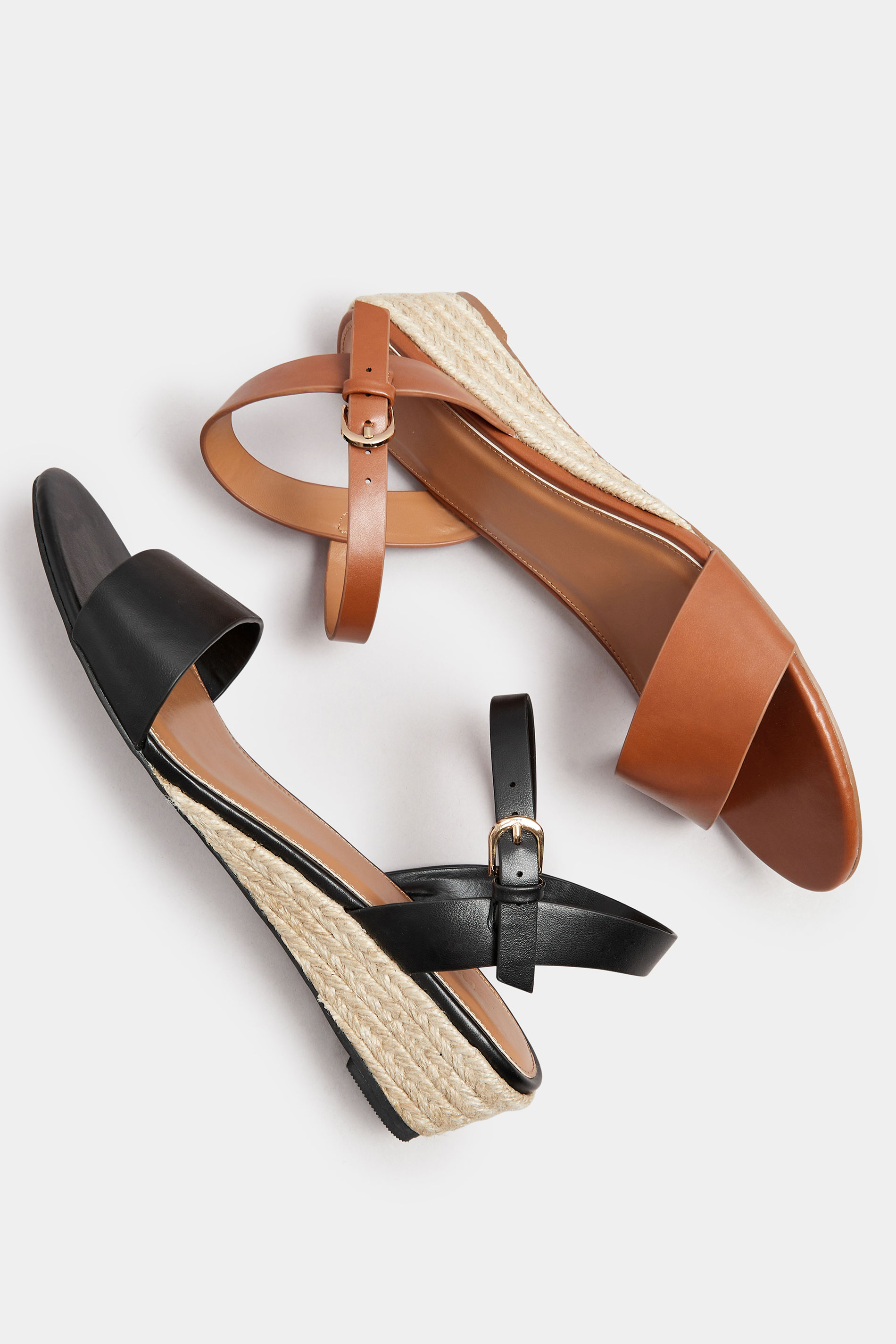 LTS Tan Brown Rope Wedge Sandals In Standard Fit | Long Tall Sally 6