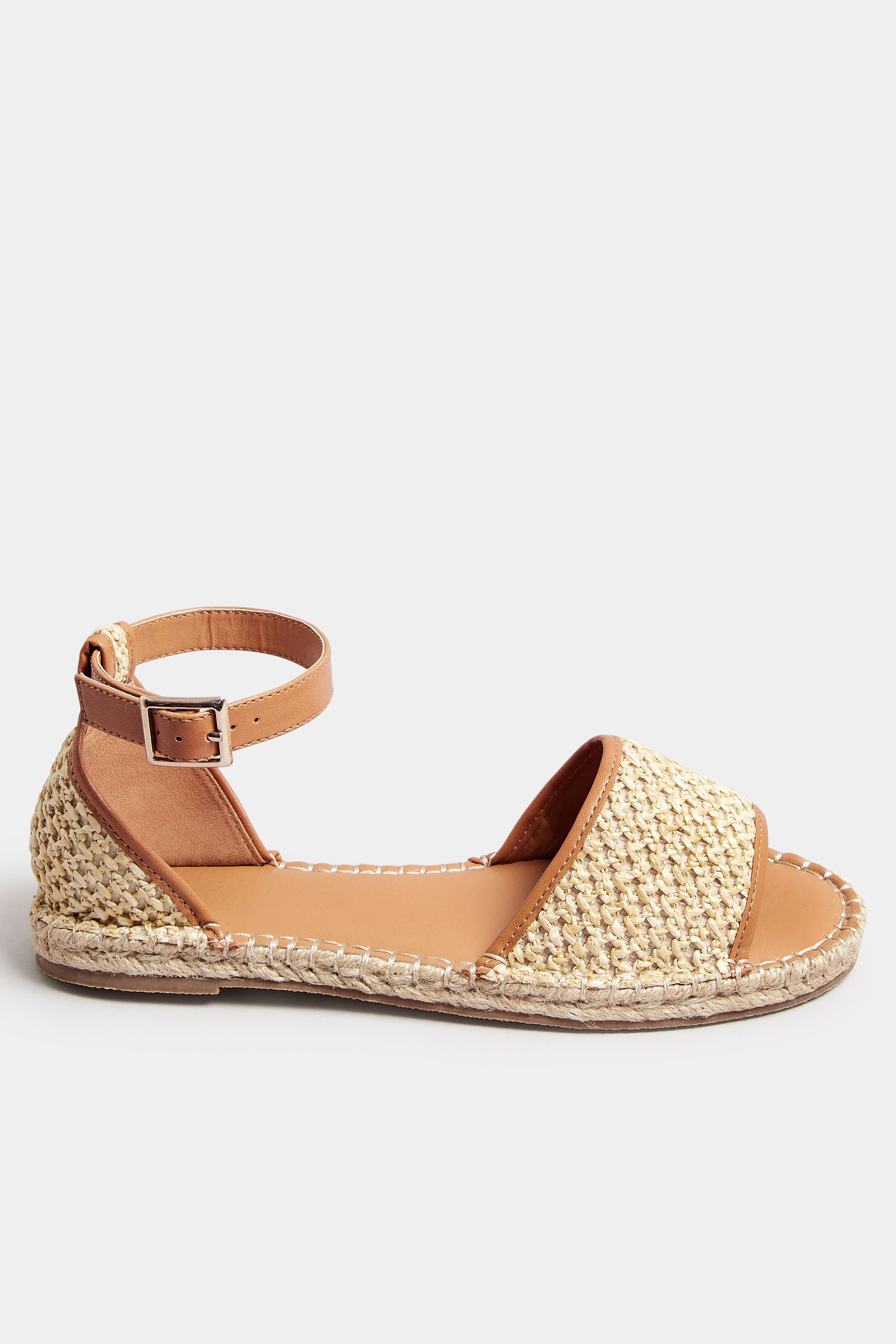LTS Brown Espadrille Open Toe Sandals In Standard Fit | Long Tall Sally 3