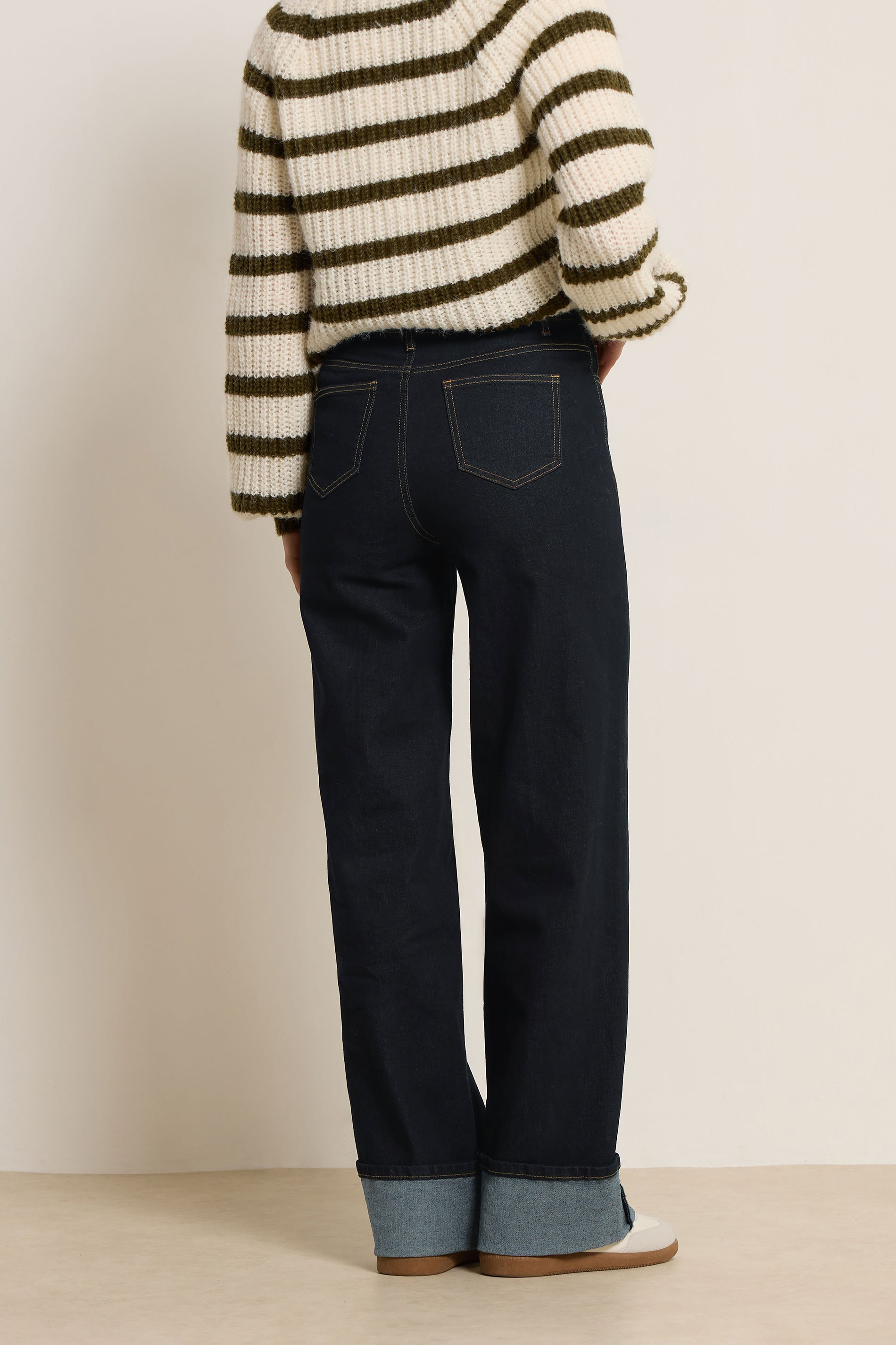 LTS Tall Dark Blue Turn Up Wide Leg Jeans | Long Tall Sally 4