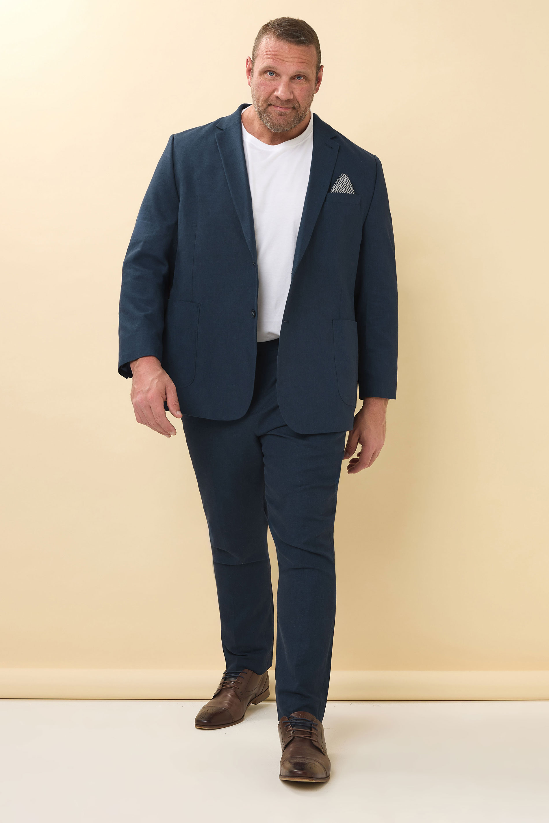 BadRhino Tailoring Big & Tall Navy Blue Linen Suit Jacket | BadRhino 4