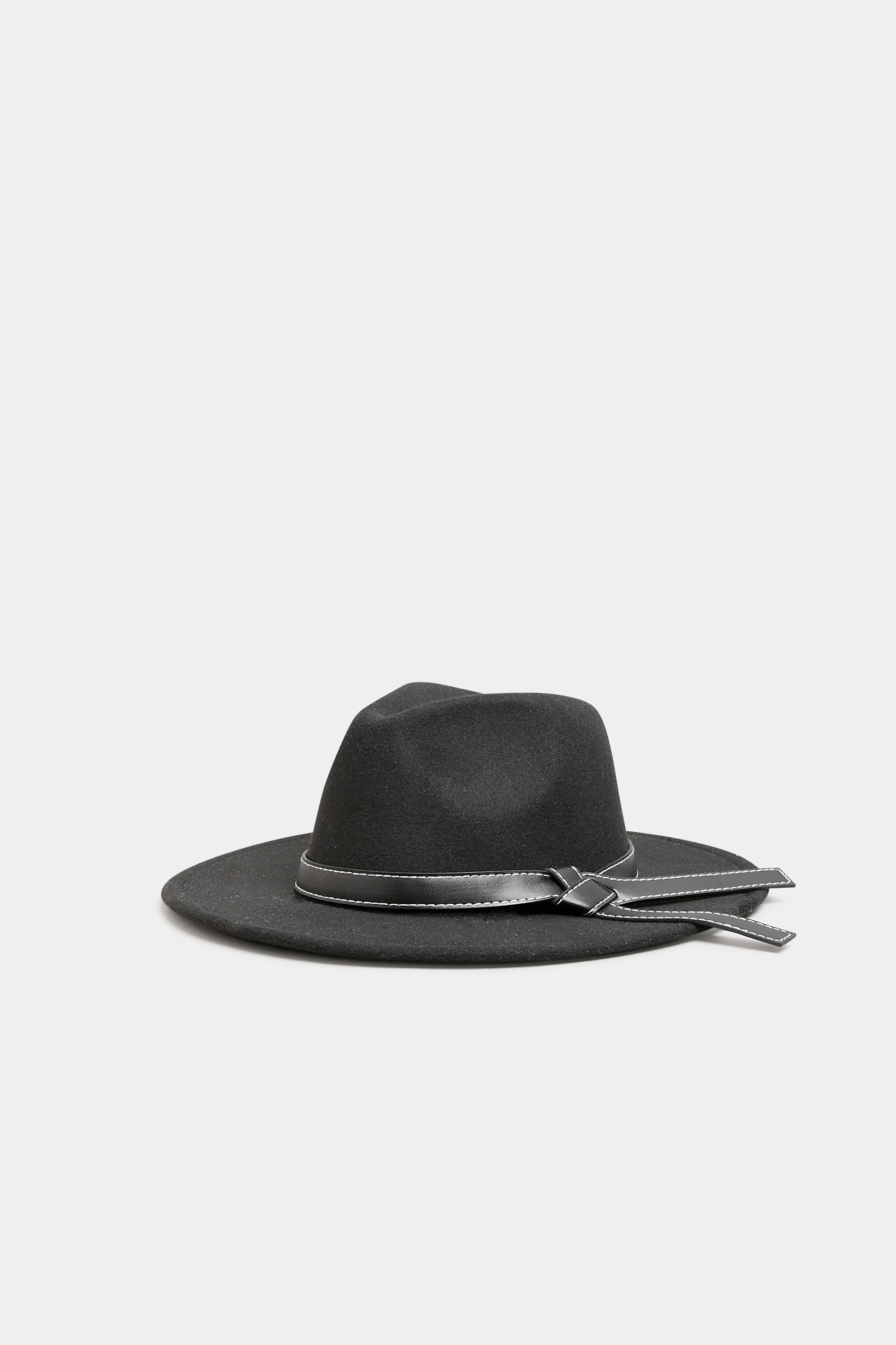 Black Faux Leather Band Fedora Hat | Yours Clothing  1
