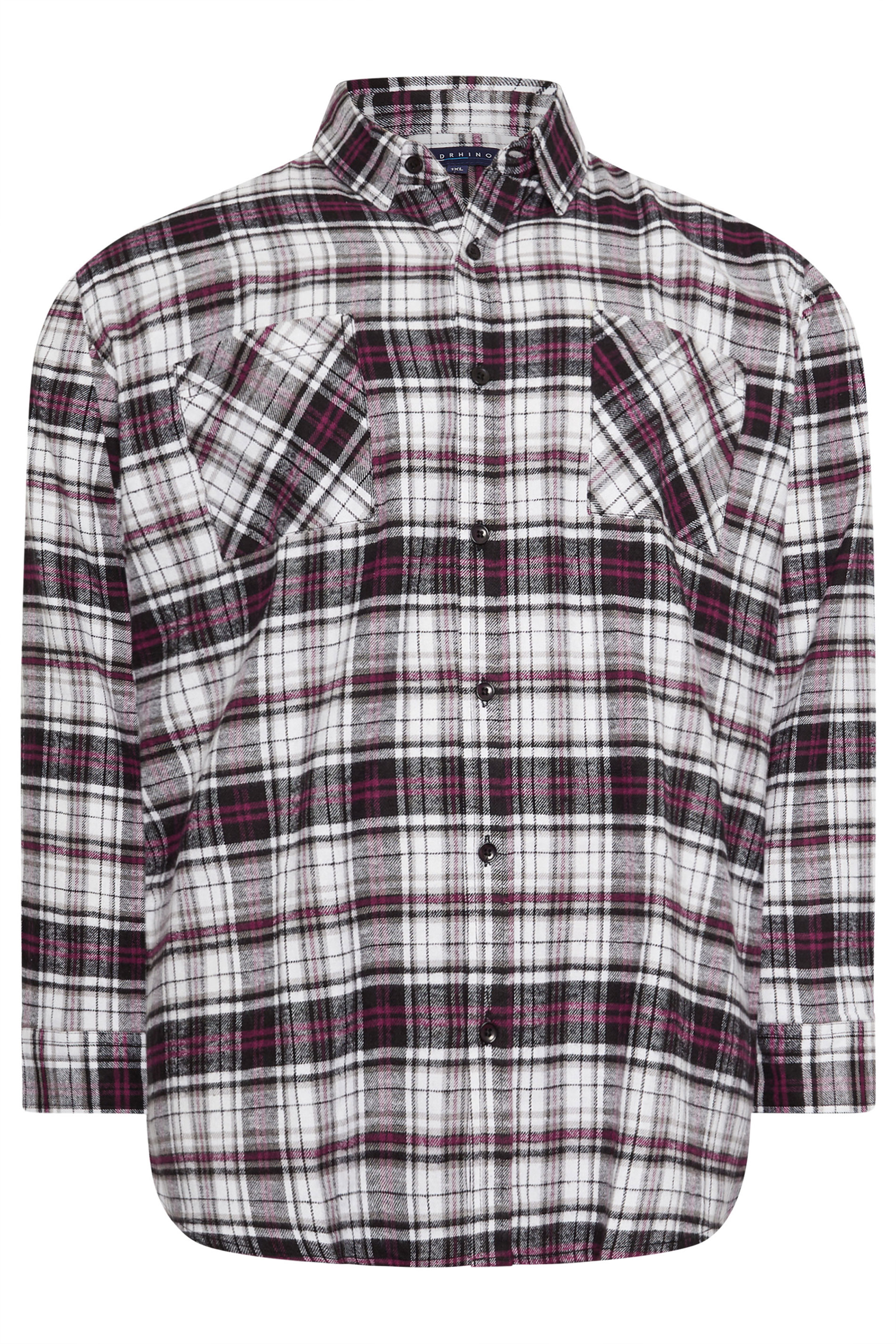 BadRhino Big & Tall Black Check Print Long Sleeve Flannel Shirt | BadRhino 5