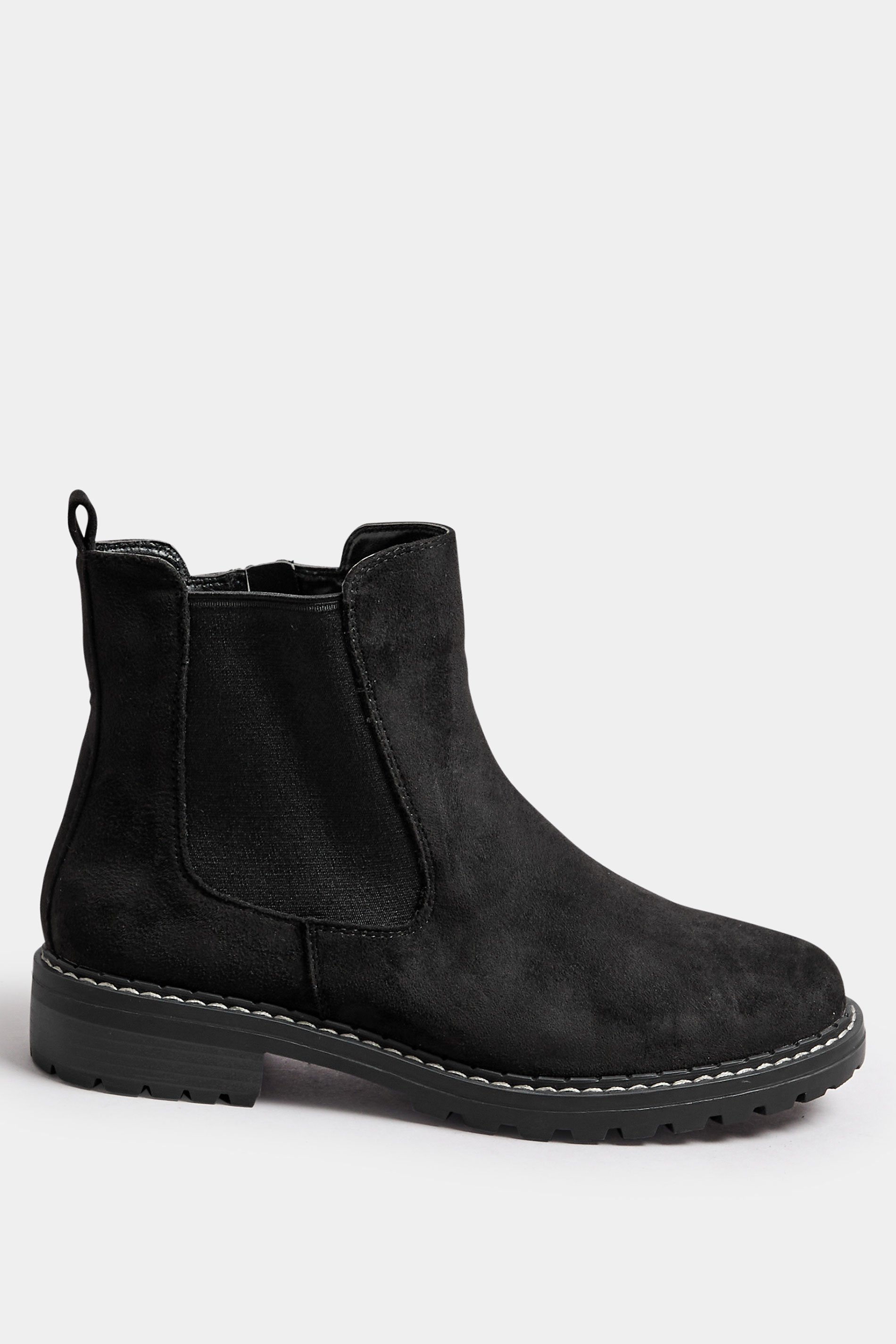 Black Faux Suede Chelsea Boots In Wide E & Extra Wide EEE Fit | Yours Clothing 3