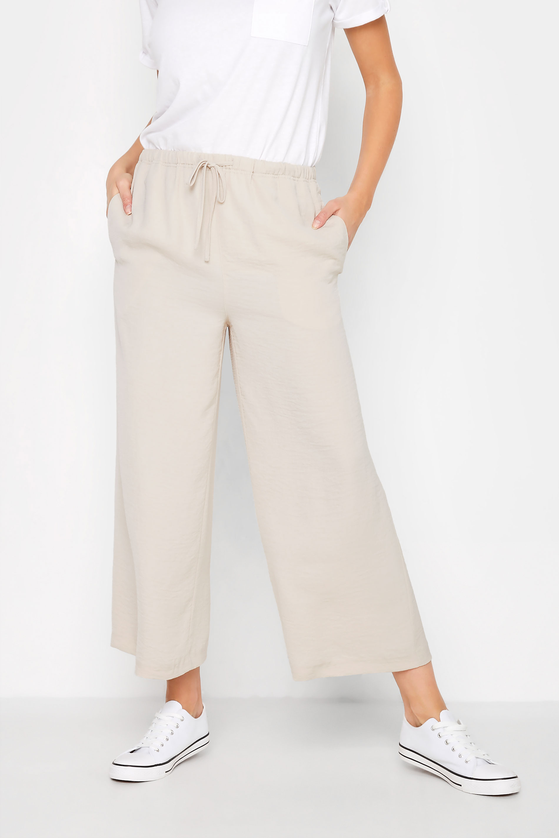 LTS Tall Women's Stone Brown Lightweight Twill Cropped Trousers | Long Tall Sally 1