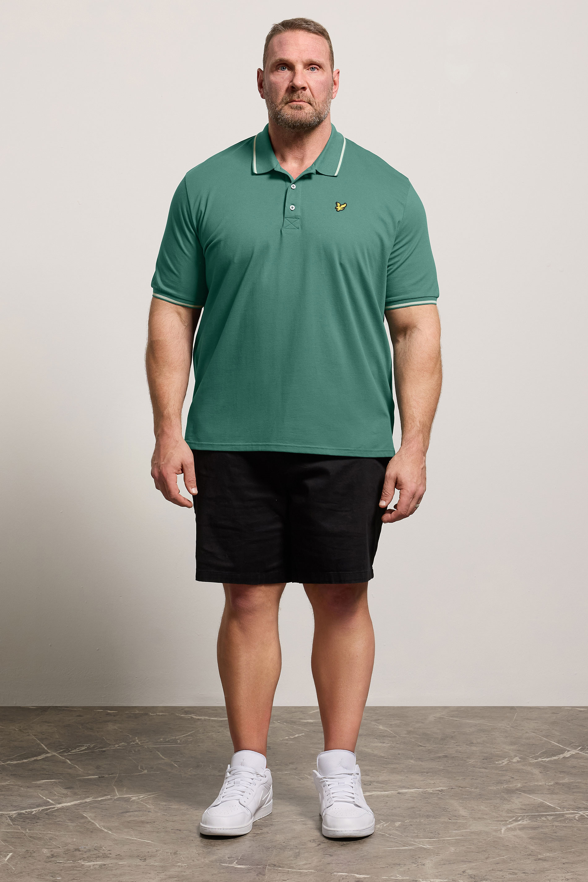 LYLE & SCOTT Big & Tall Everglade Green Tipped Polo Shirt | BadRhino 1