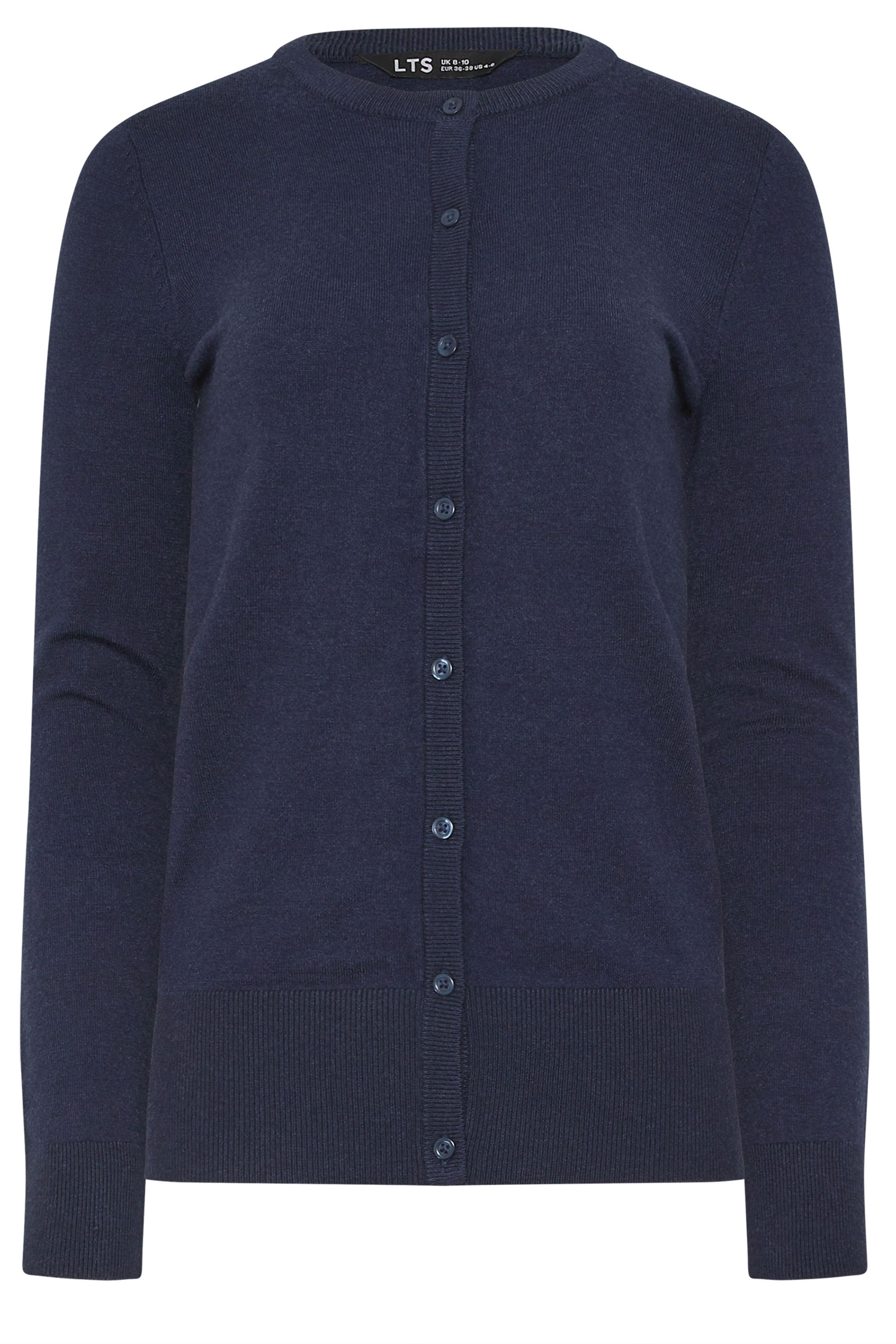 LTS Tall Navy Blue Crew Neck Button Cardigan | Long Tall Sally 5