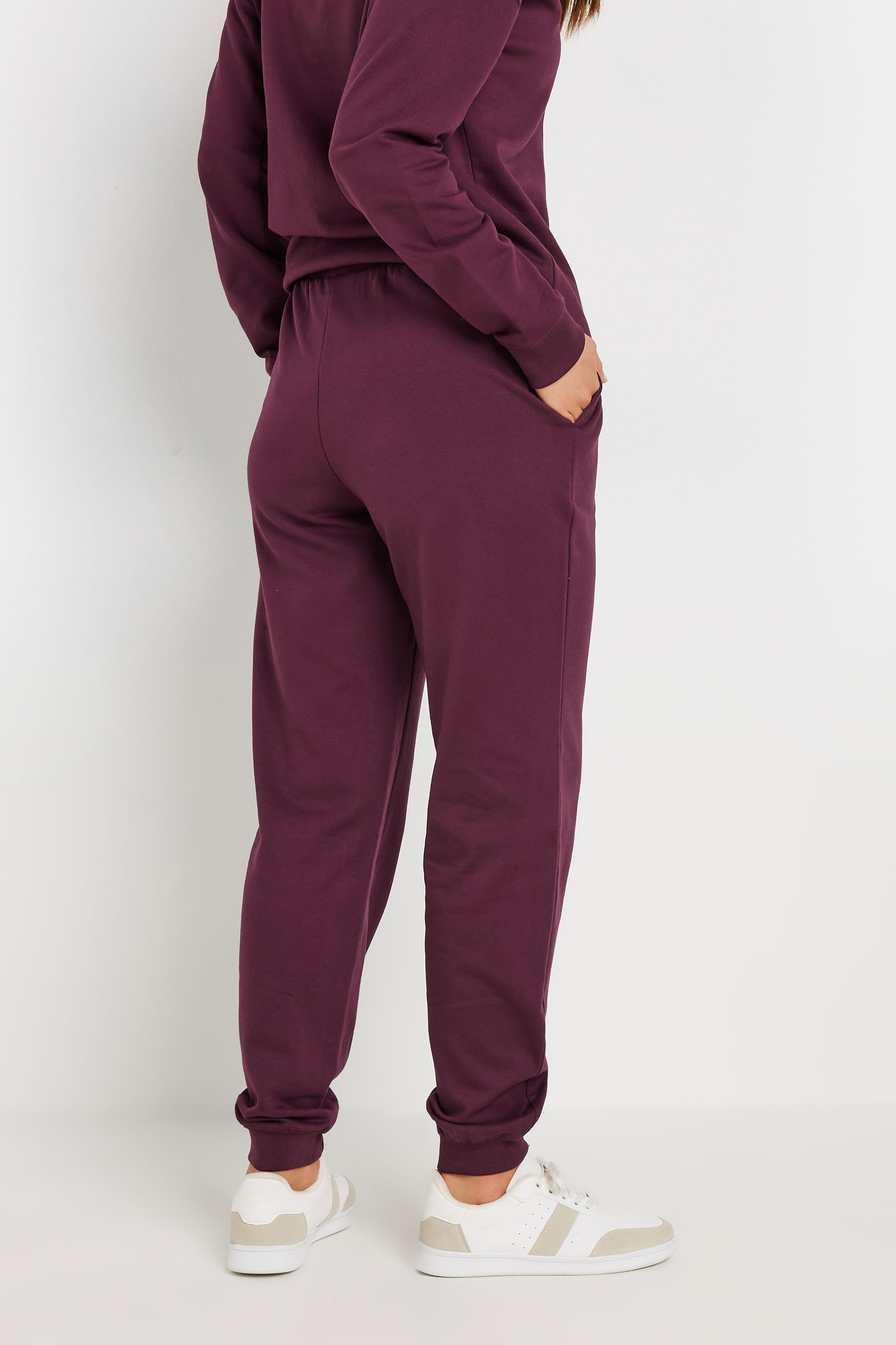 LTS Tall Burgundy Red Cuffed Joggers | Long Tall Sally 4