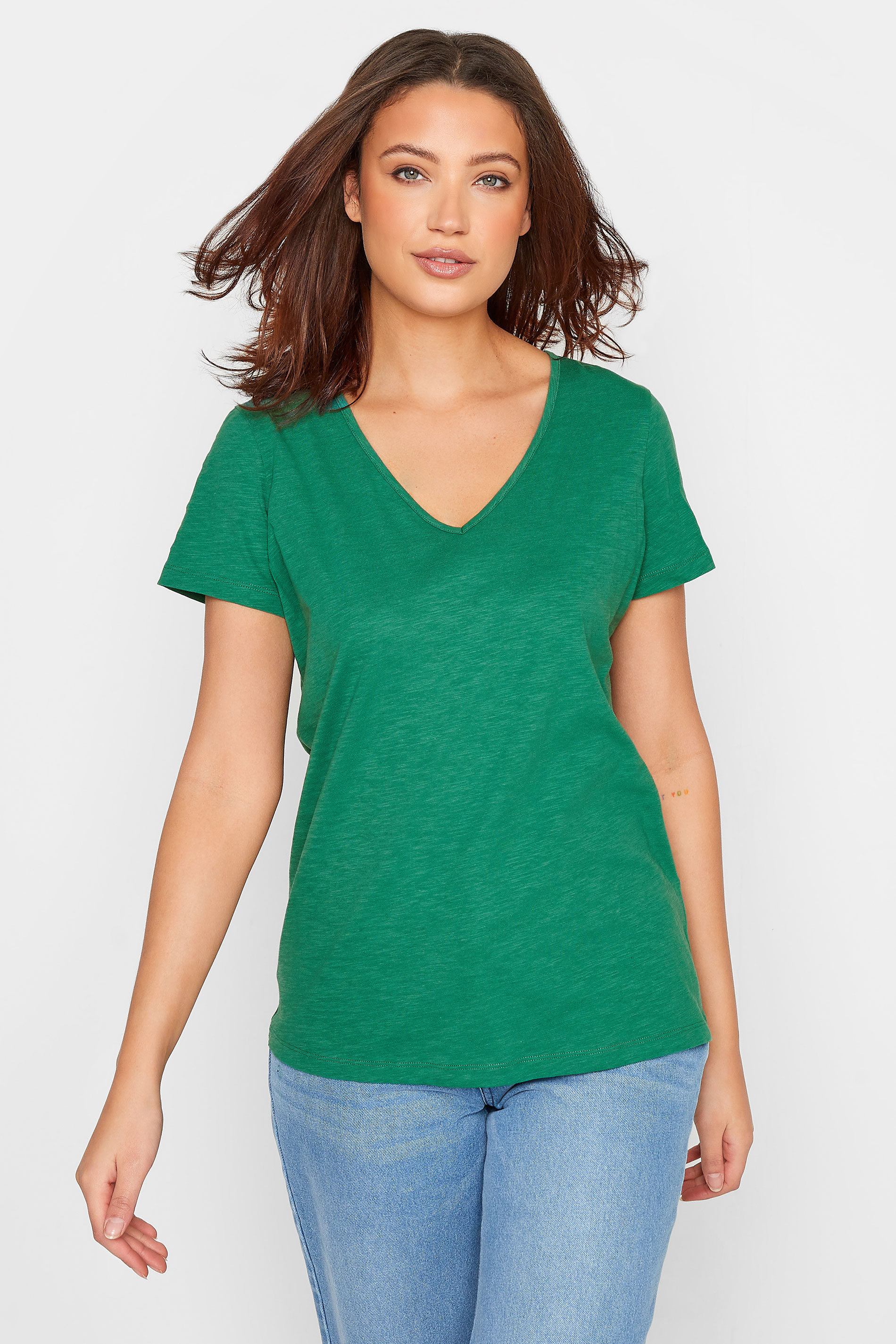 LTS Tall Women's Green Short Sleeve Cotton T-Shirt | Long Tall Sally  1