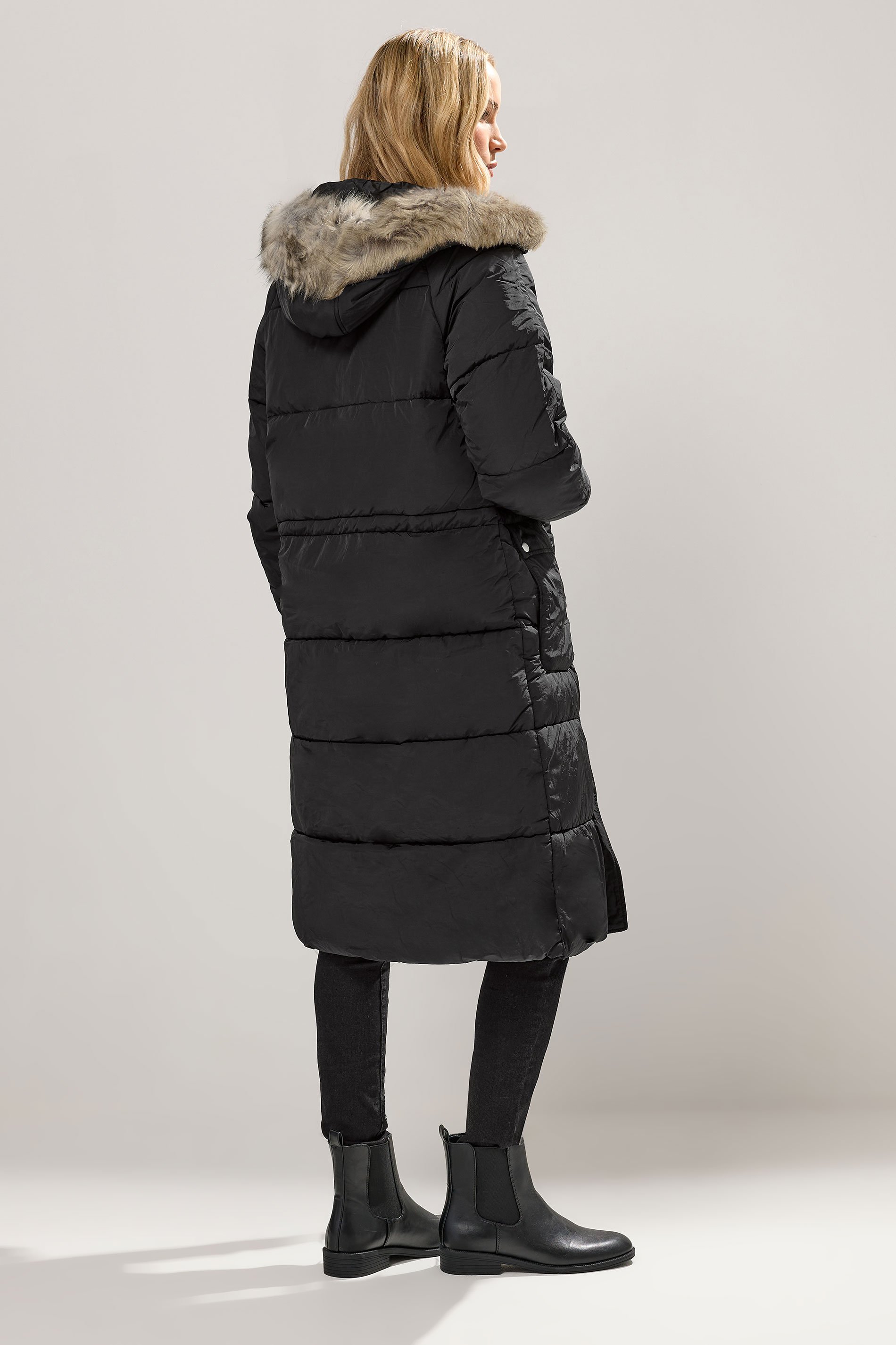 LTS Tall Black Padded Midi Coat | Long Tall Sally 3