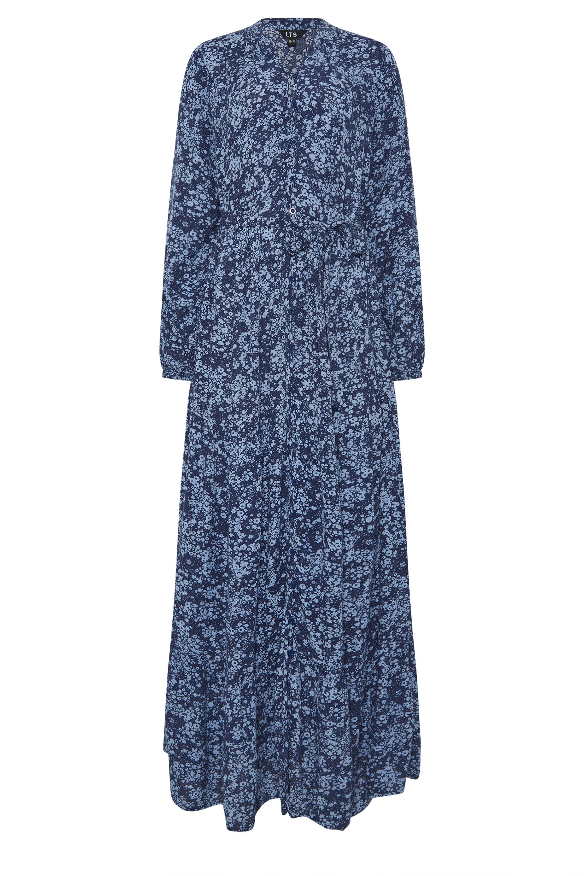 LTS Tall Women's Navy Blue Ditsy Crinkle Maxi Dress | Long Tall Sally 5