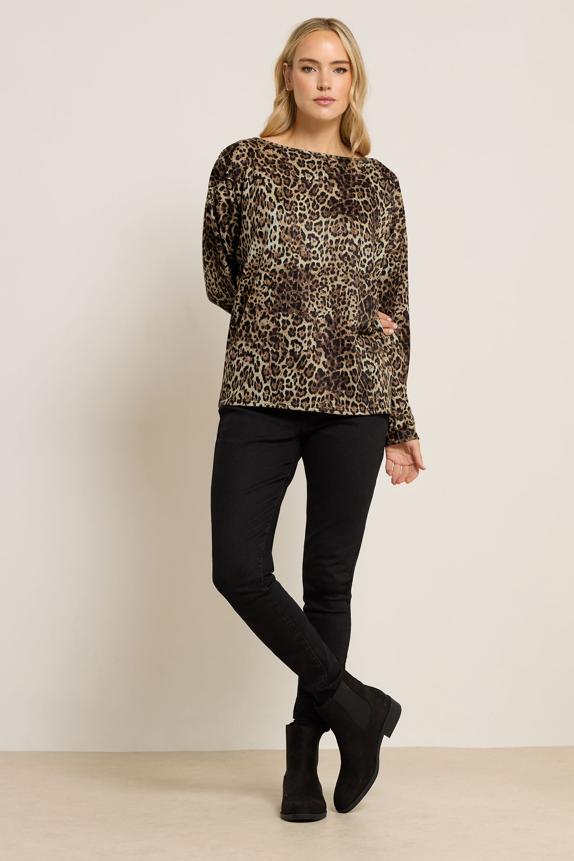 LTS Tall Brown Animal Print Batwing Top | Long Tall Sally 2