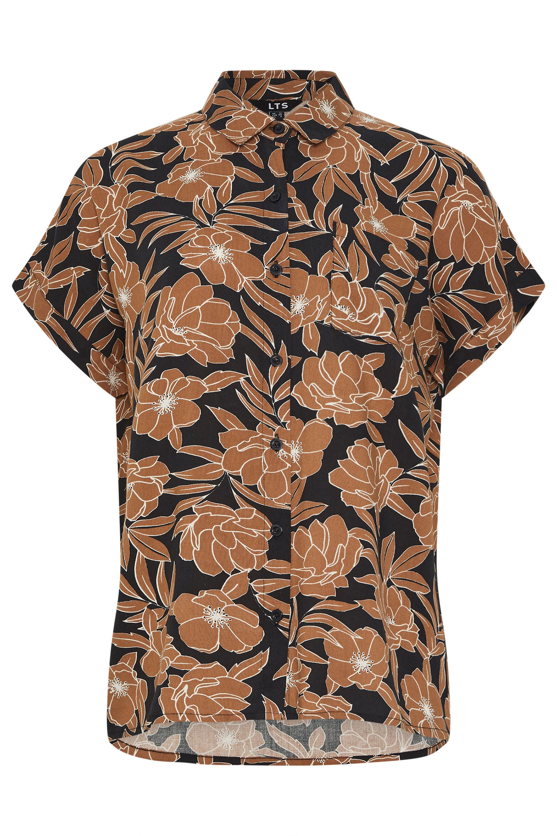 LTS Tall Rust Orange Floral Print Button Shirt | Long Tall Sally 6