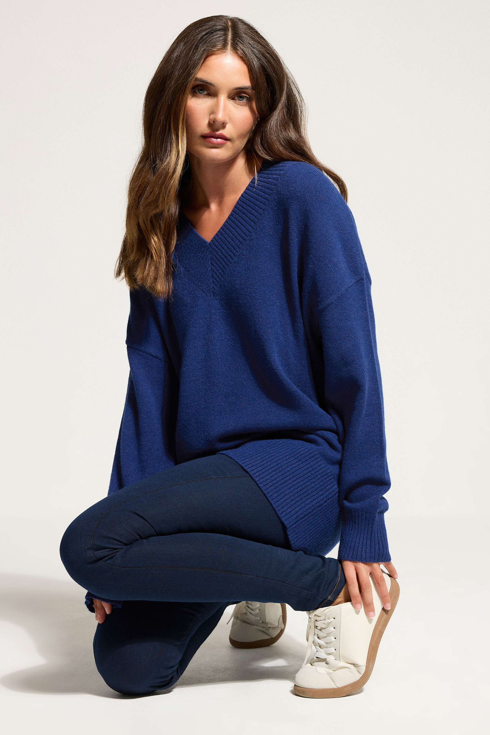 LTS Tall Cobalt Blue Wool V-Neck Jumper | Long Tall Sally 1