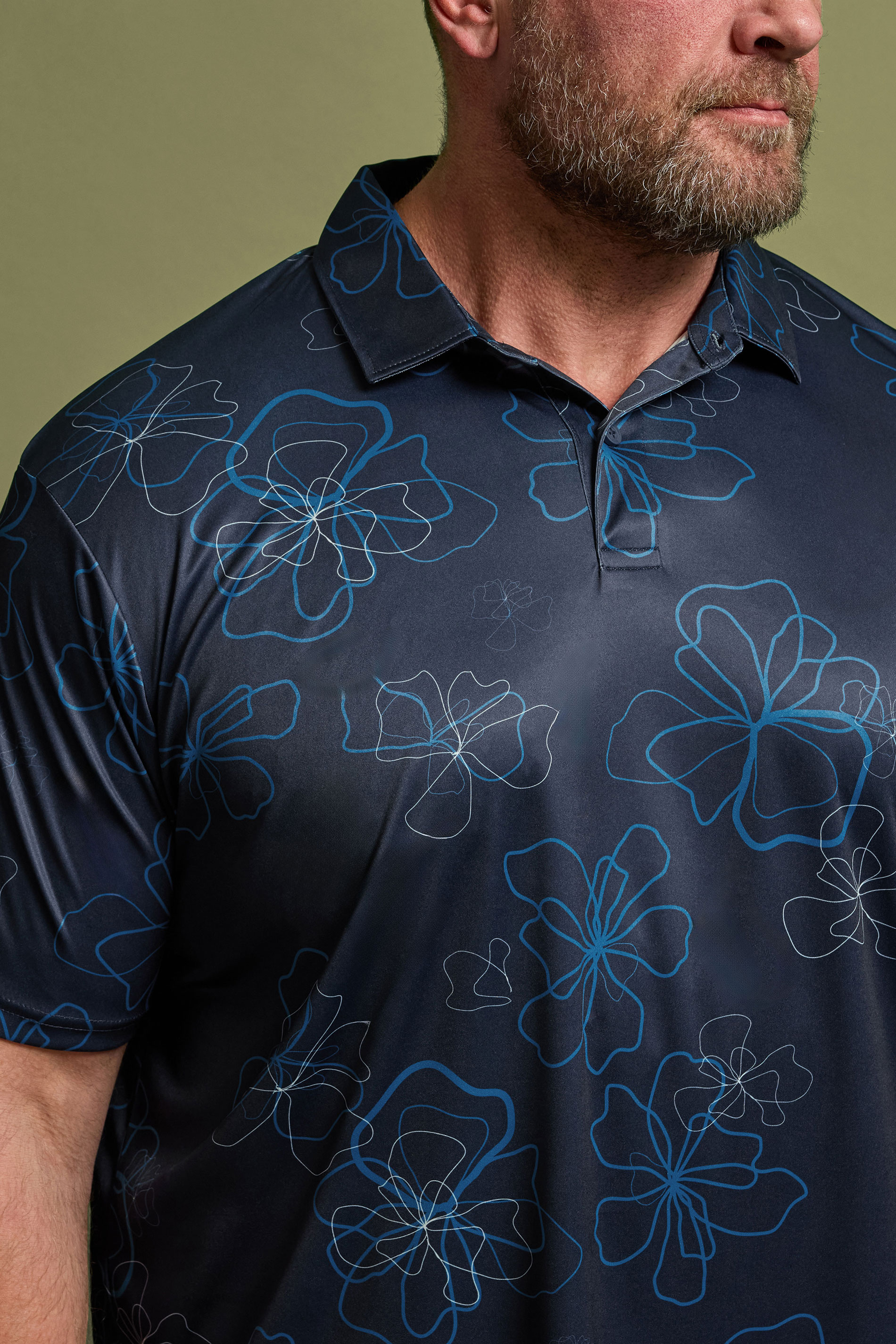 BadRhino Golf Big & Tall Navy Blue Floral Print Polo Shirt | BadRhino 4