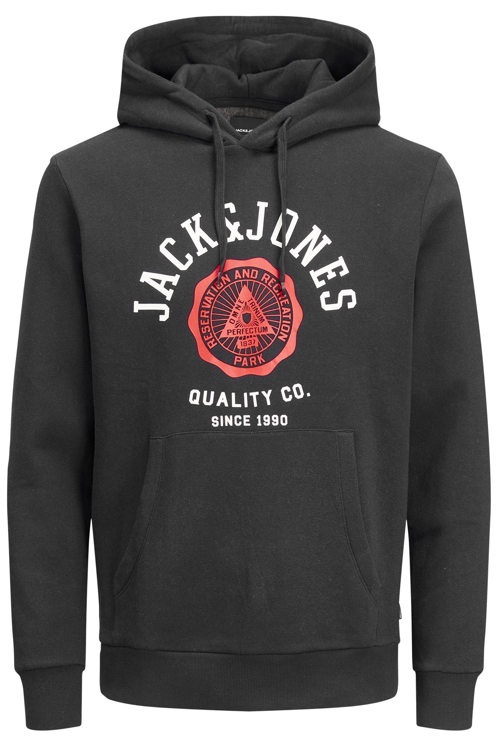 JACK & JONES Big & Tall Black Logo Sweat Hoodie 2