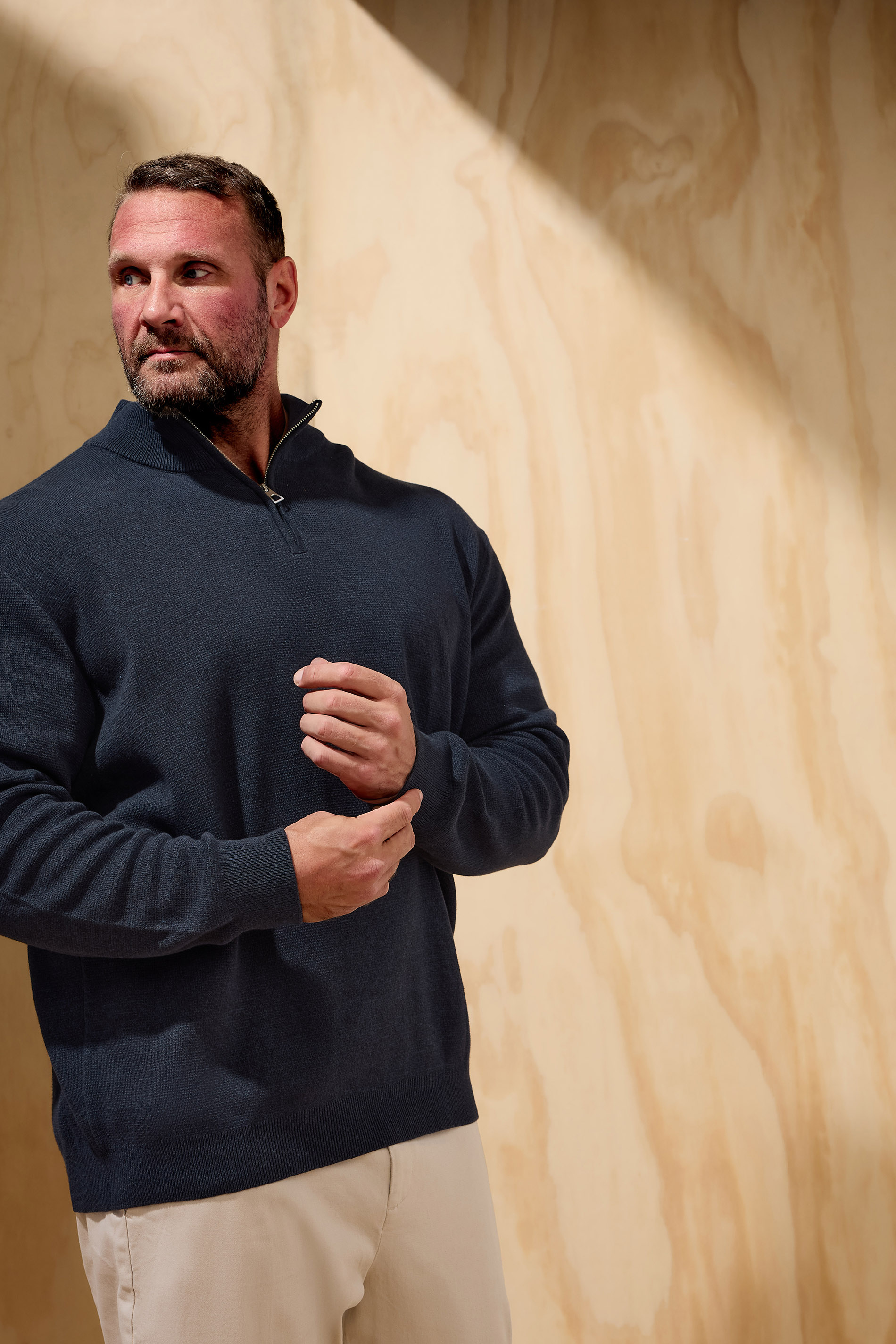 BadRhino Big & Tall Navy Blue Milano Quarter Zip Knit Jumper | BadRhino 1