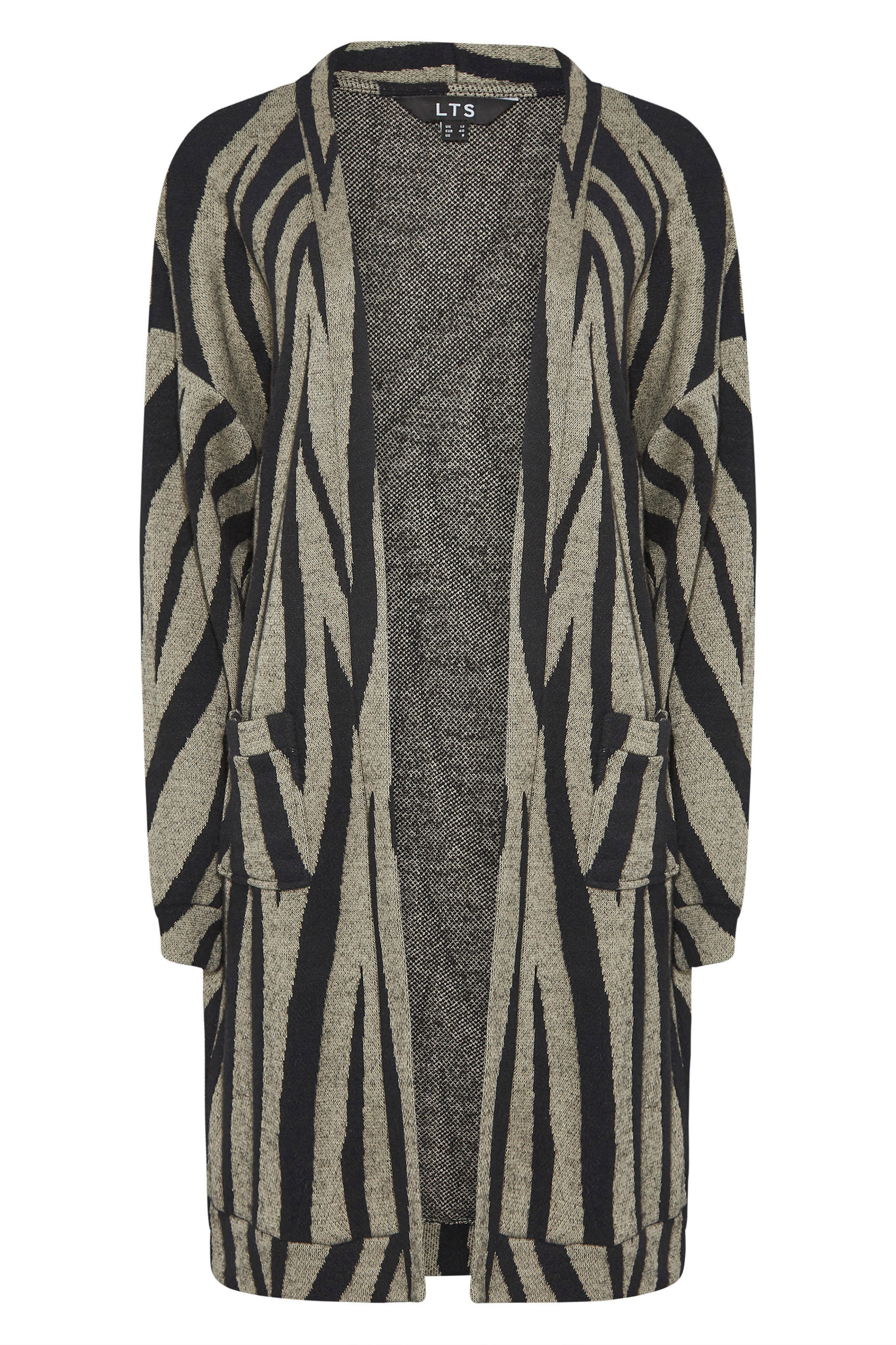 LTS Tall Women's Black & Beige Brown Marble Print Cardigan | Long Tall Sally 6