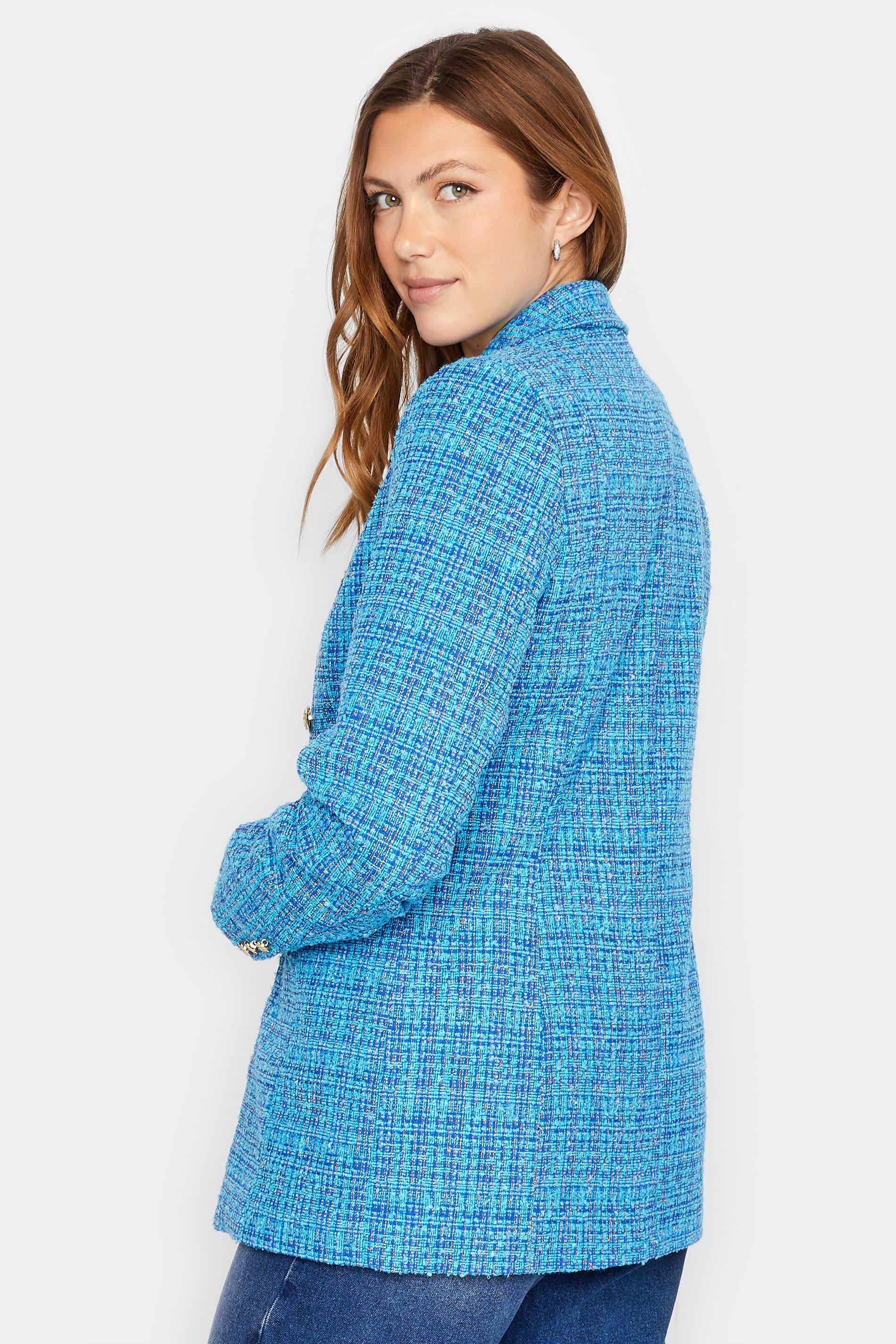 LTS Tall Women's Blue Boucle Blazer | Long Tall Sally  3