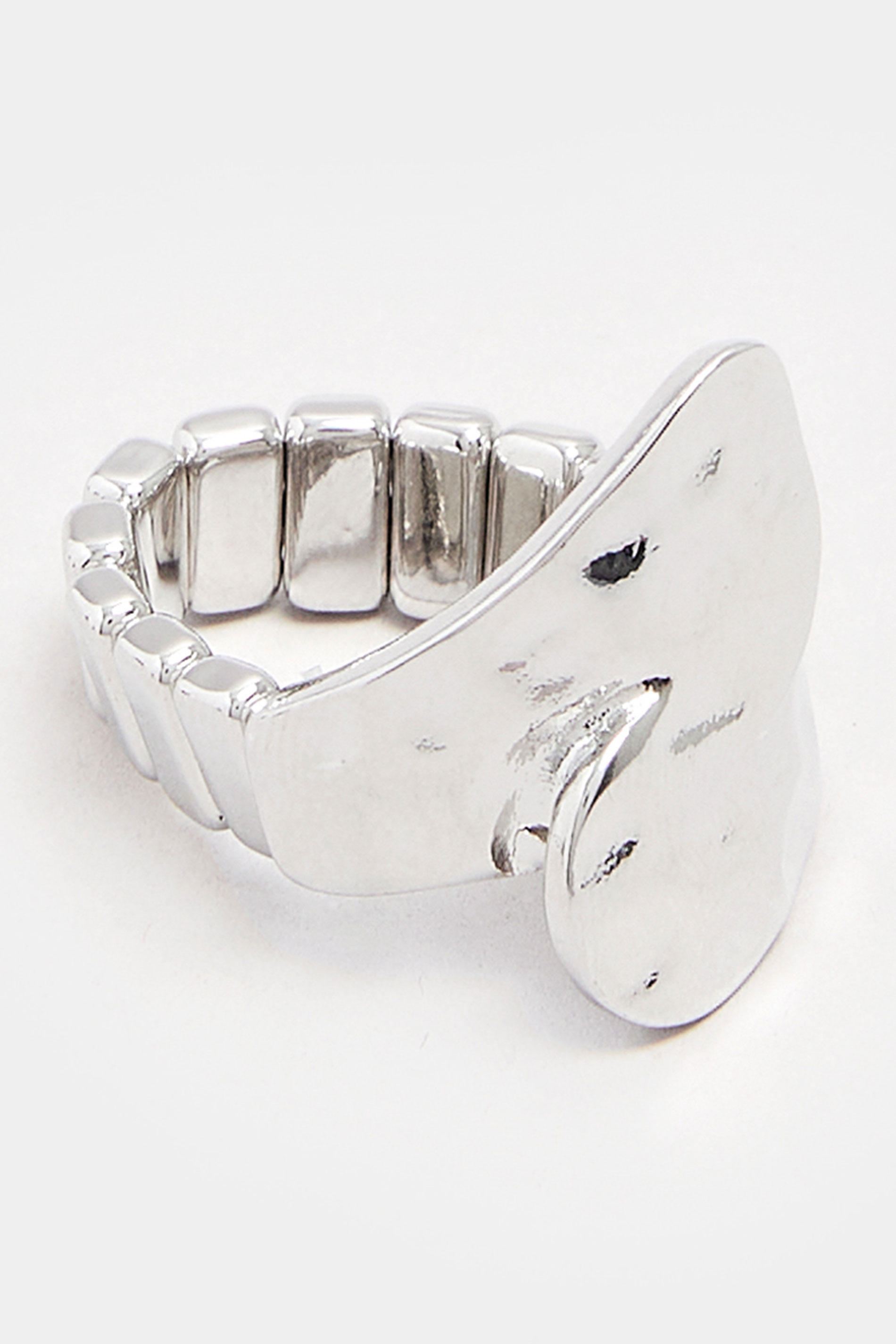 Silver Tone Textured Hammered Stretch Ring | Yours Clothing 2