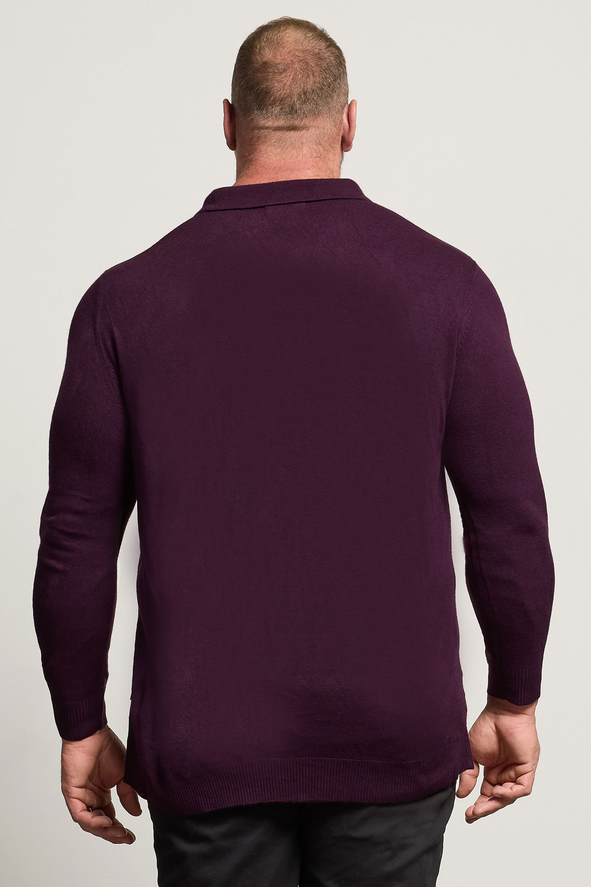 BadRhino Big & Tall Plum Purple Cable Knit Polo Shirt | BadRhino 3