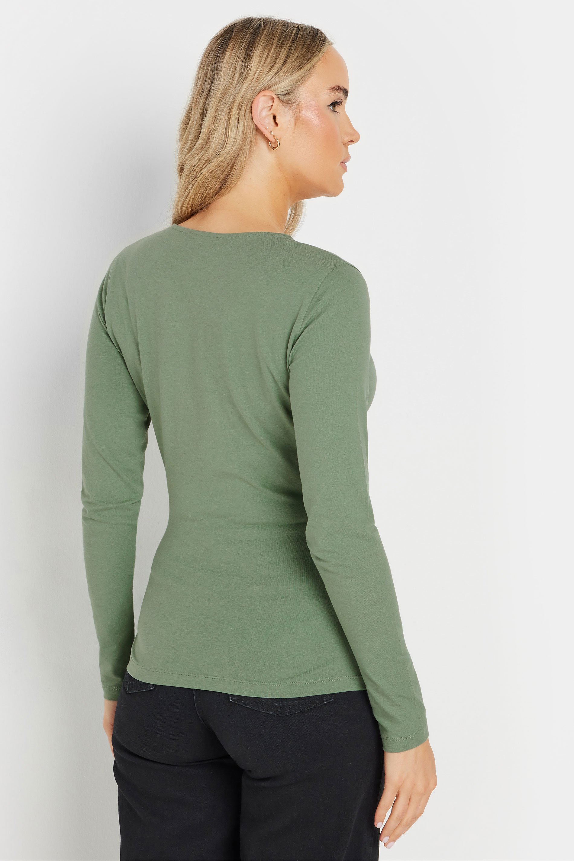 LTS Tall Sage Green Long Sleeve Wrap Top | Long Tall Sally 4