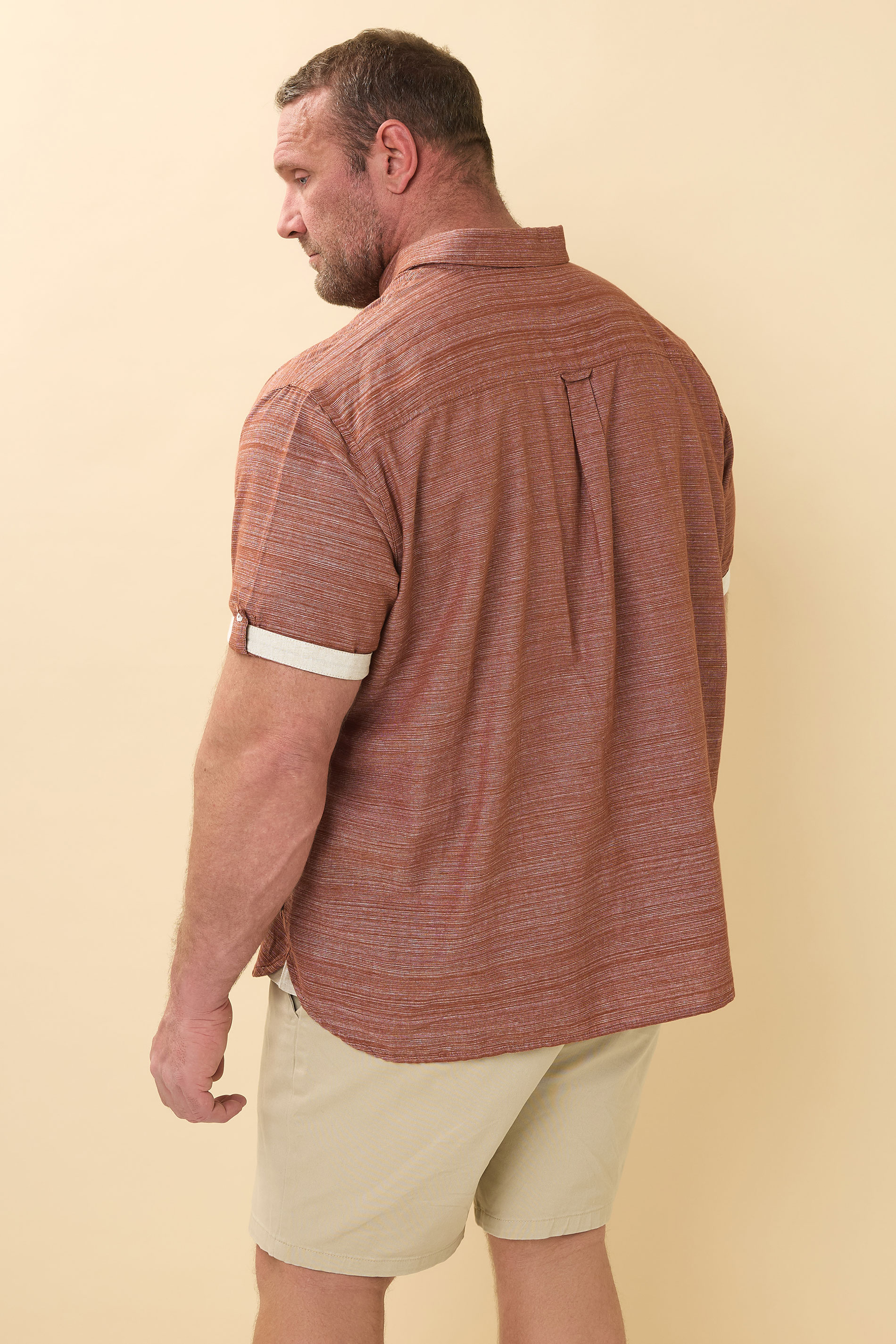 BadRhino Big & Tall Rust Orange Short Sleeve Slub Shirt | BadRhino 4