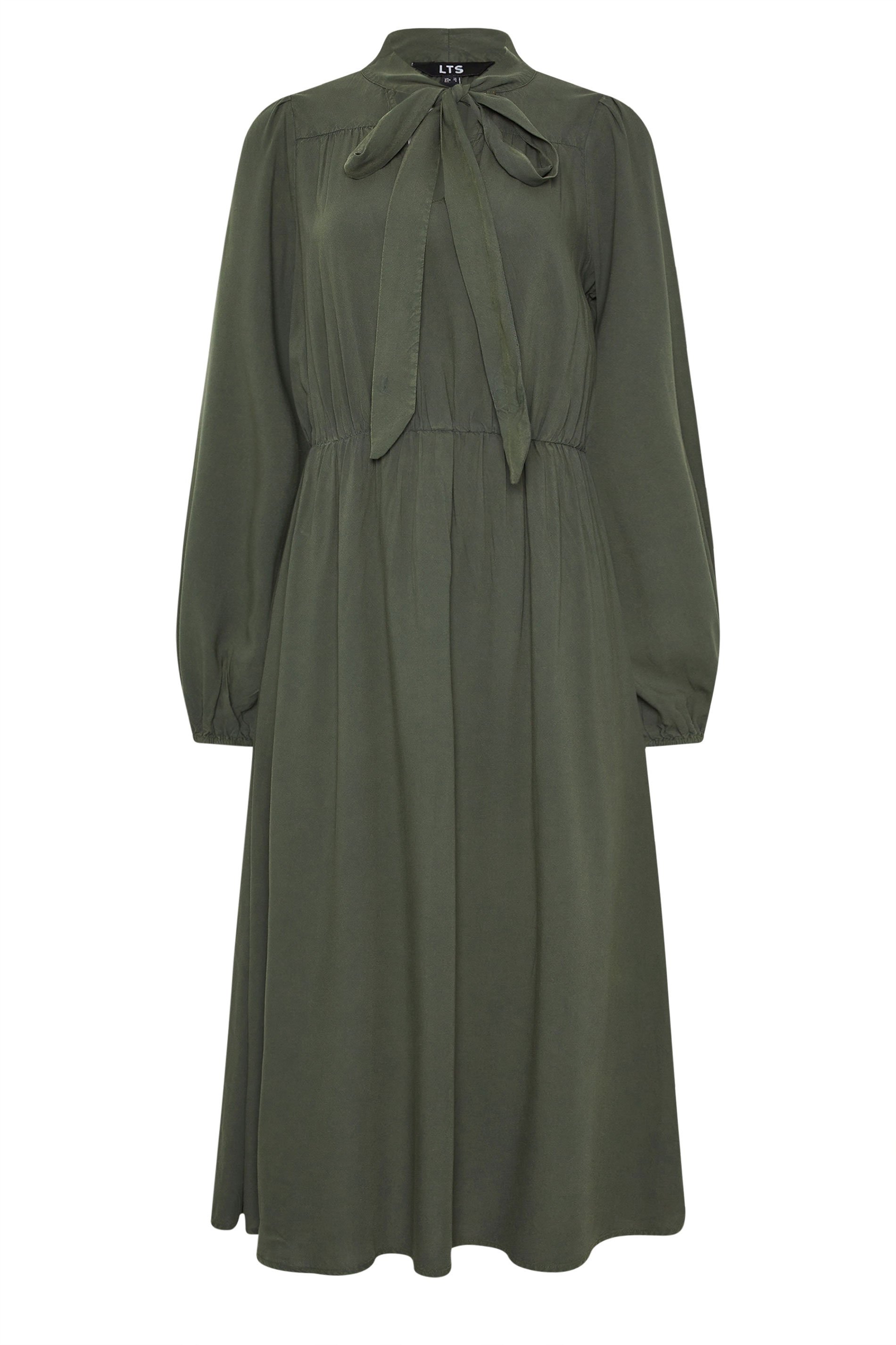 LTS Tall Green Acid Wash Tie Neck Midaxi Dress | Long Tall Sally 5