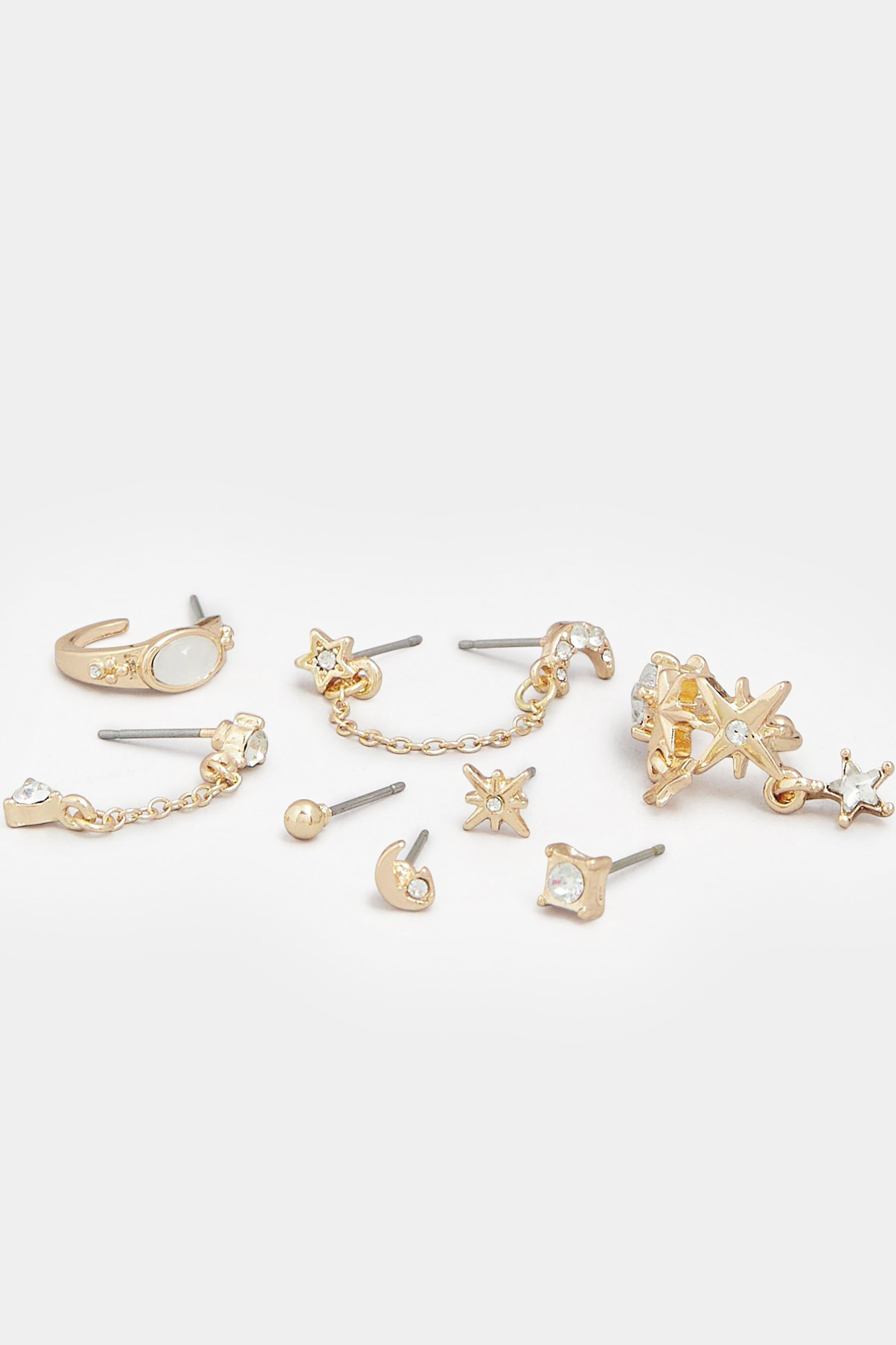 9 PACK Gold Tone Celestial Mixed Earring Set | Yours Clothing 4