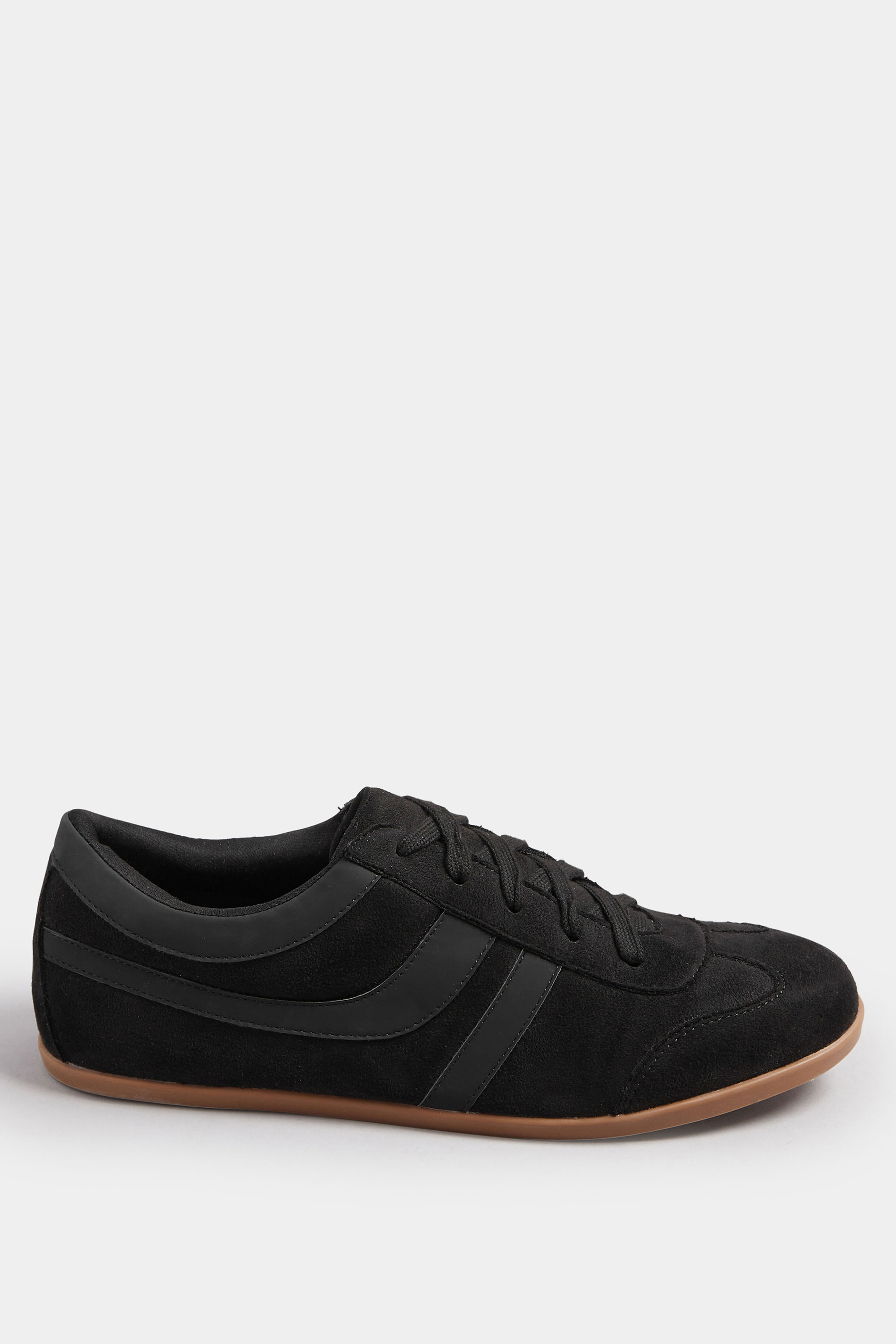 Black Low Retro Stripe Trainers In Extra Wide EEE Fit | Yours Clothing 3