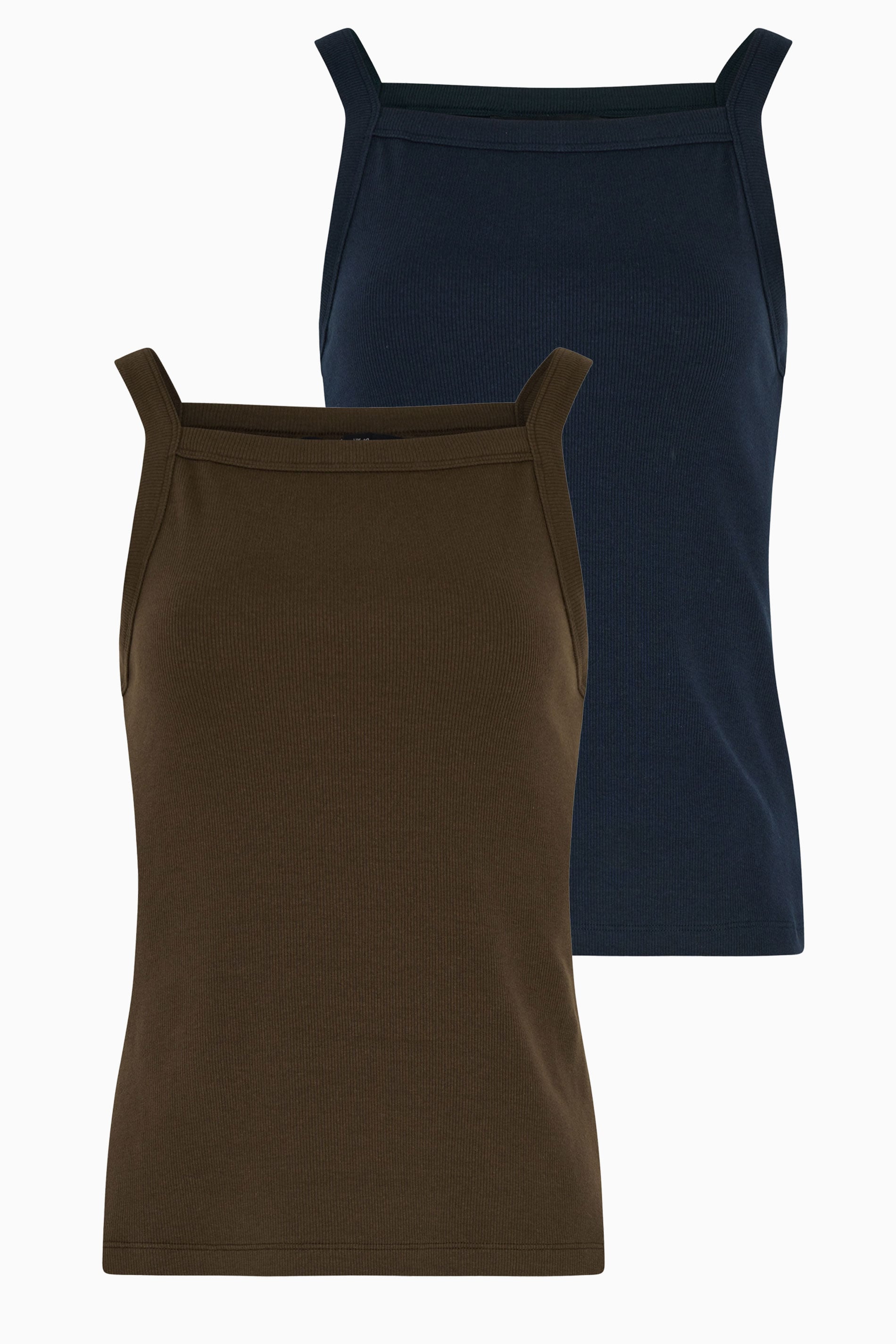 LTS Tall 2 PACK Women's Navy Blue & Brown High Neck Vest Tops | Long Tall Sally 7