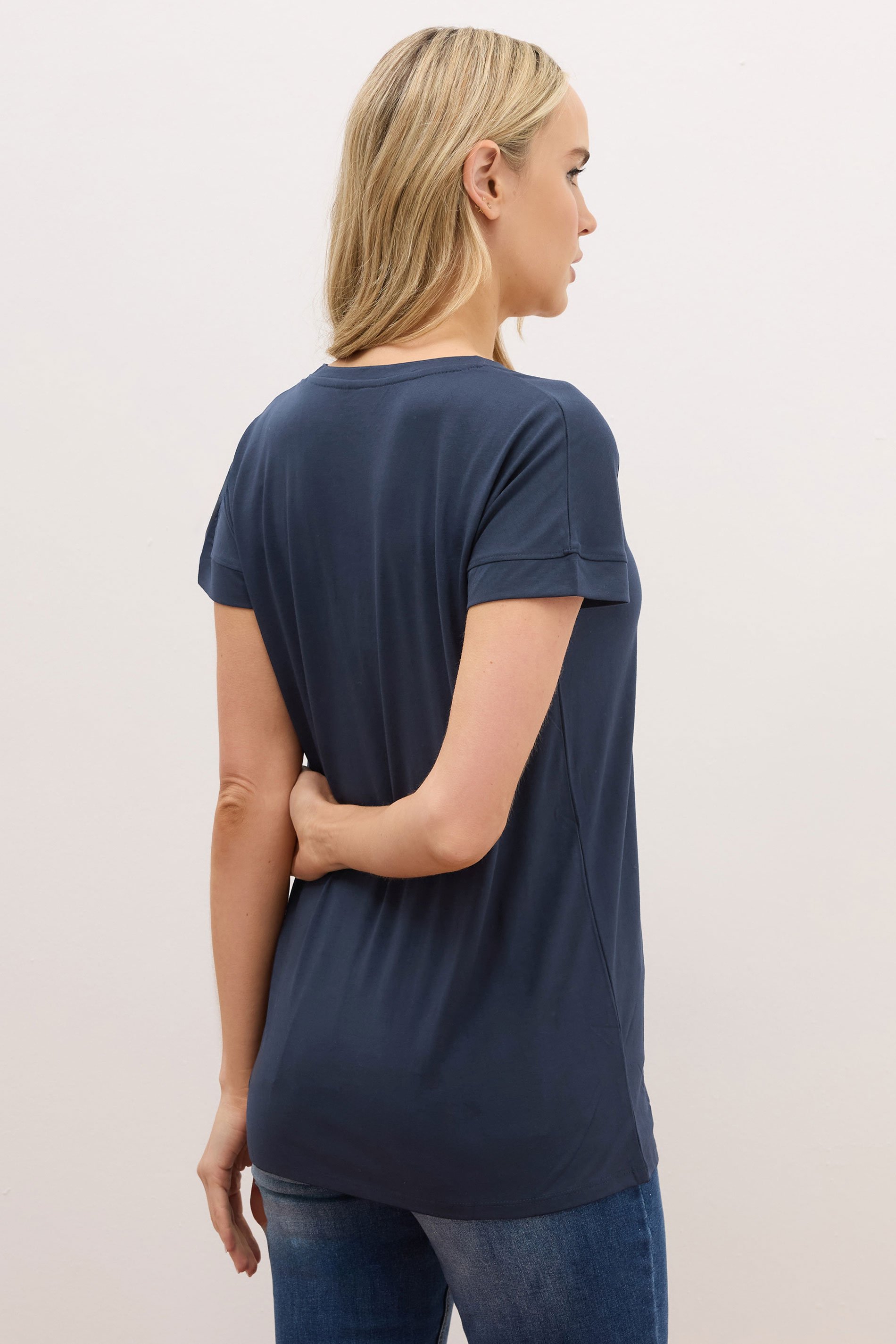 LTS PREMIUM Tall Womens Navy Blue V-Neck T-Shirt | Long Tall Sally 3