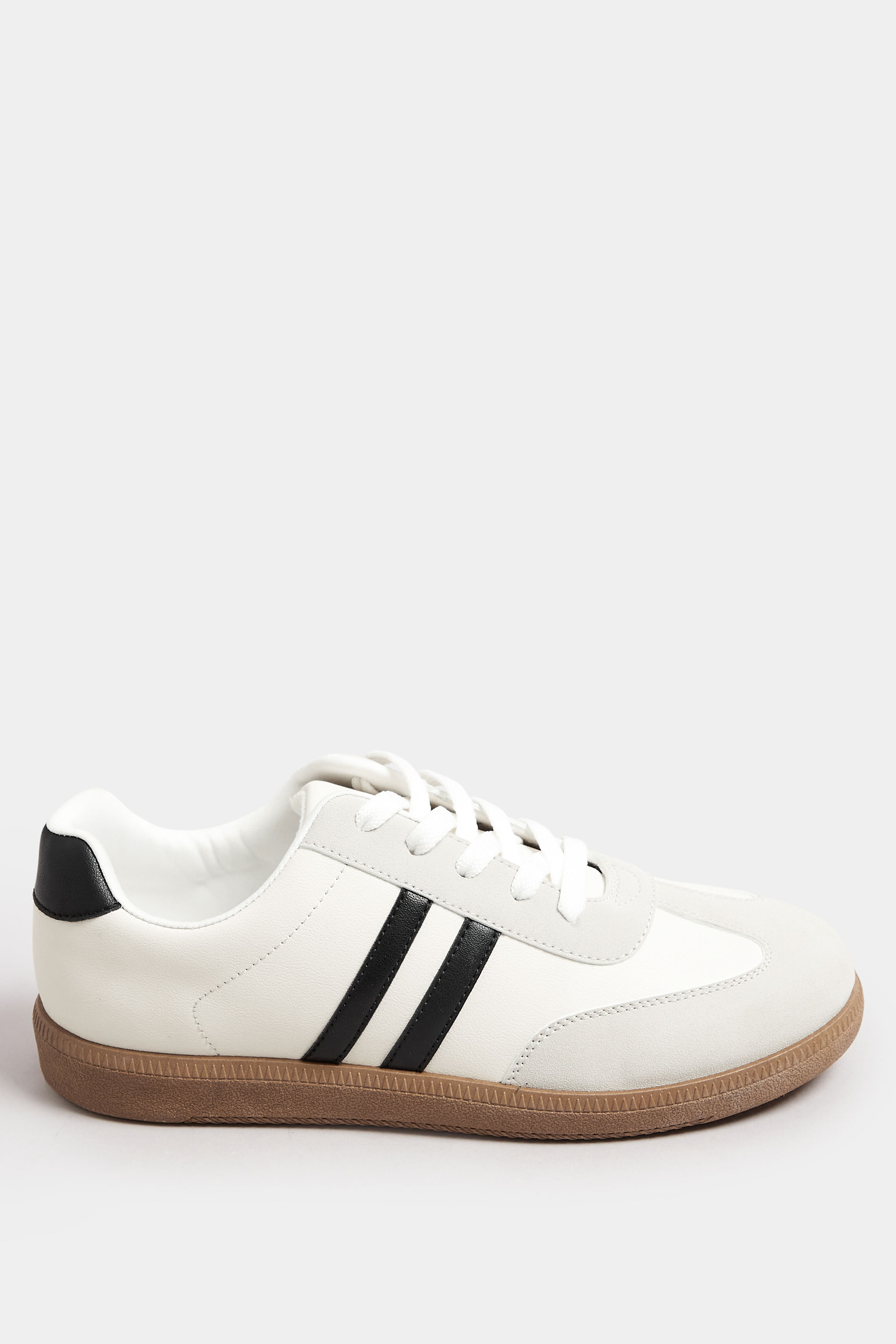 White Retro Stripe Trainers In Extra Wide EEE Fit | Yours Clothing 4