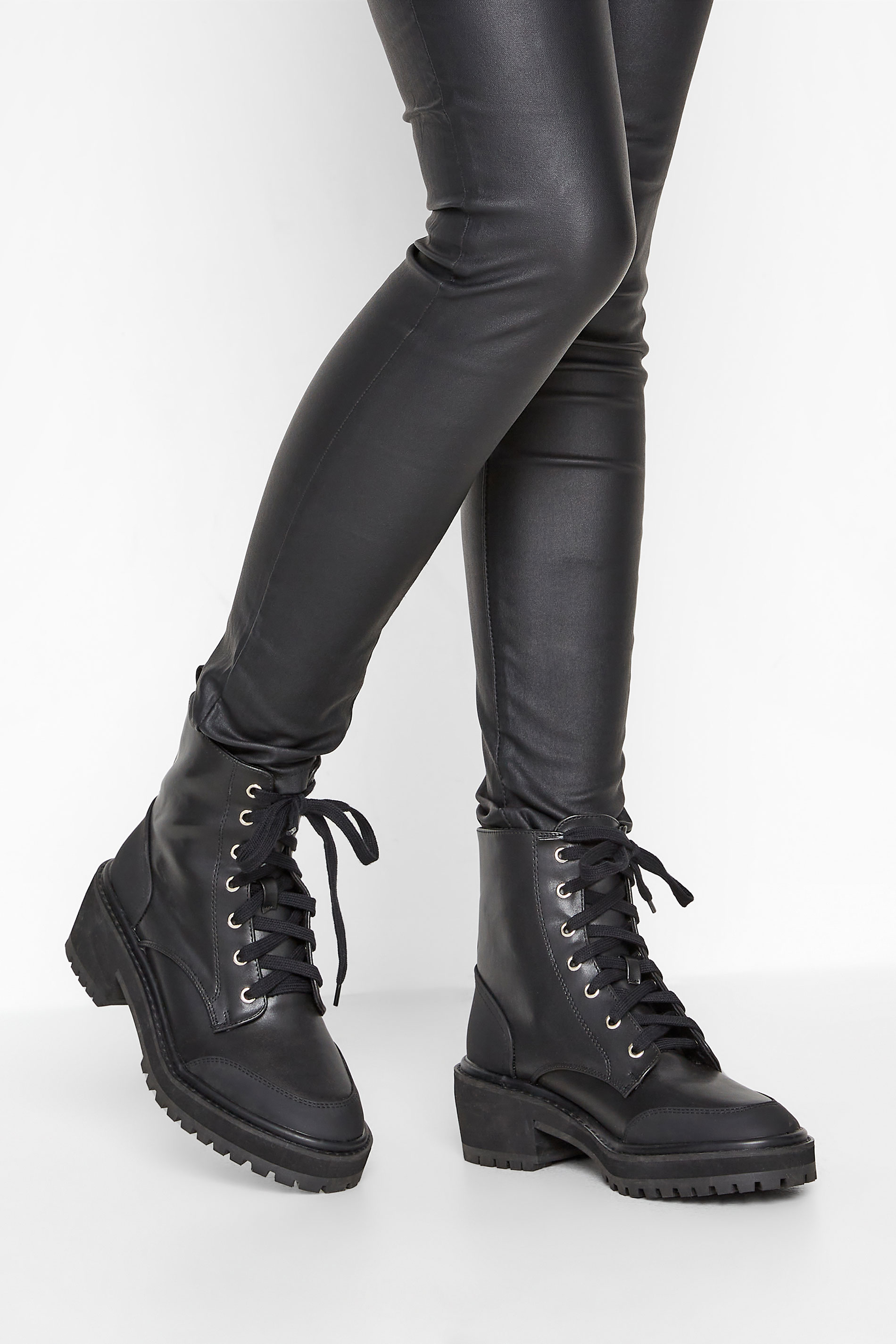 LTS Black Chunky Ankle Boots In Standard Fit | Long Tall Sally 1