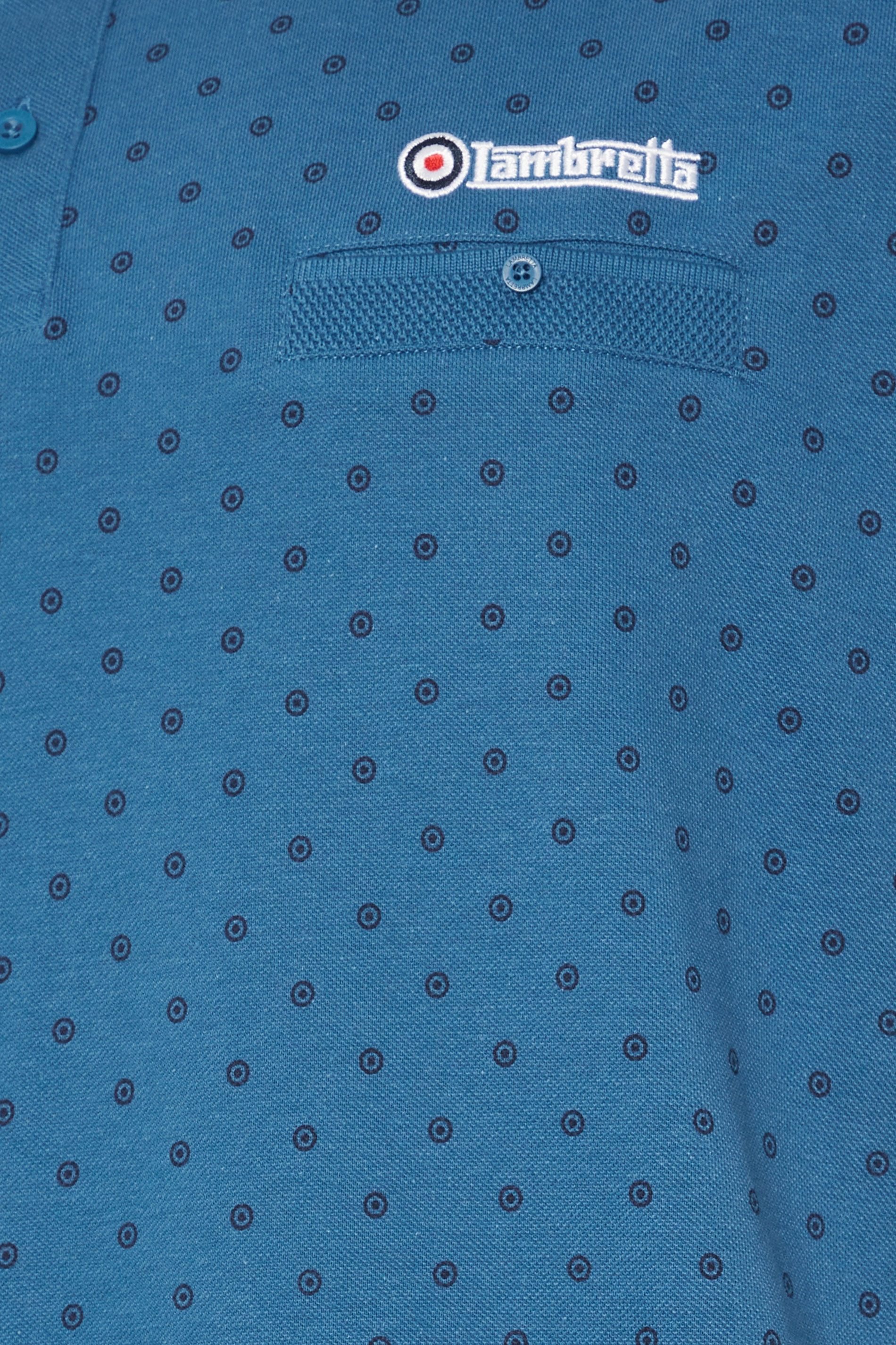 LAMBRETTA Big & Tall Blue Target Print Premium Polo Shirt | BadRhino 2