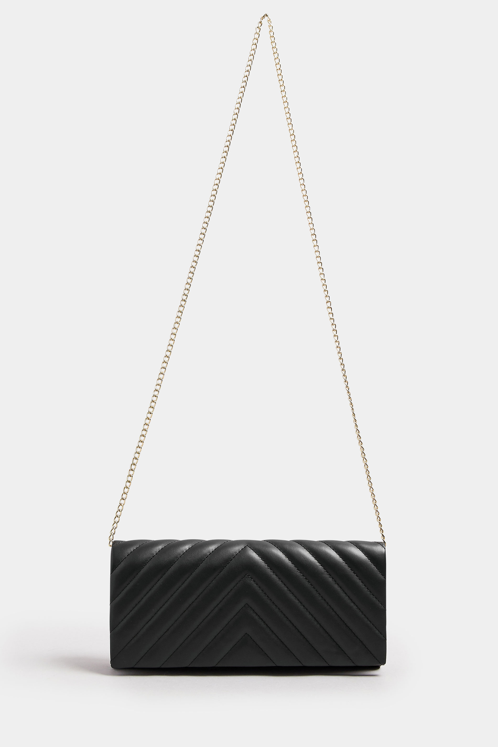 Black Faux Leather Chevron Clutch Bag | Yours Clothing 3