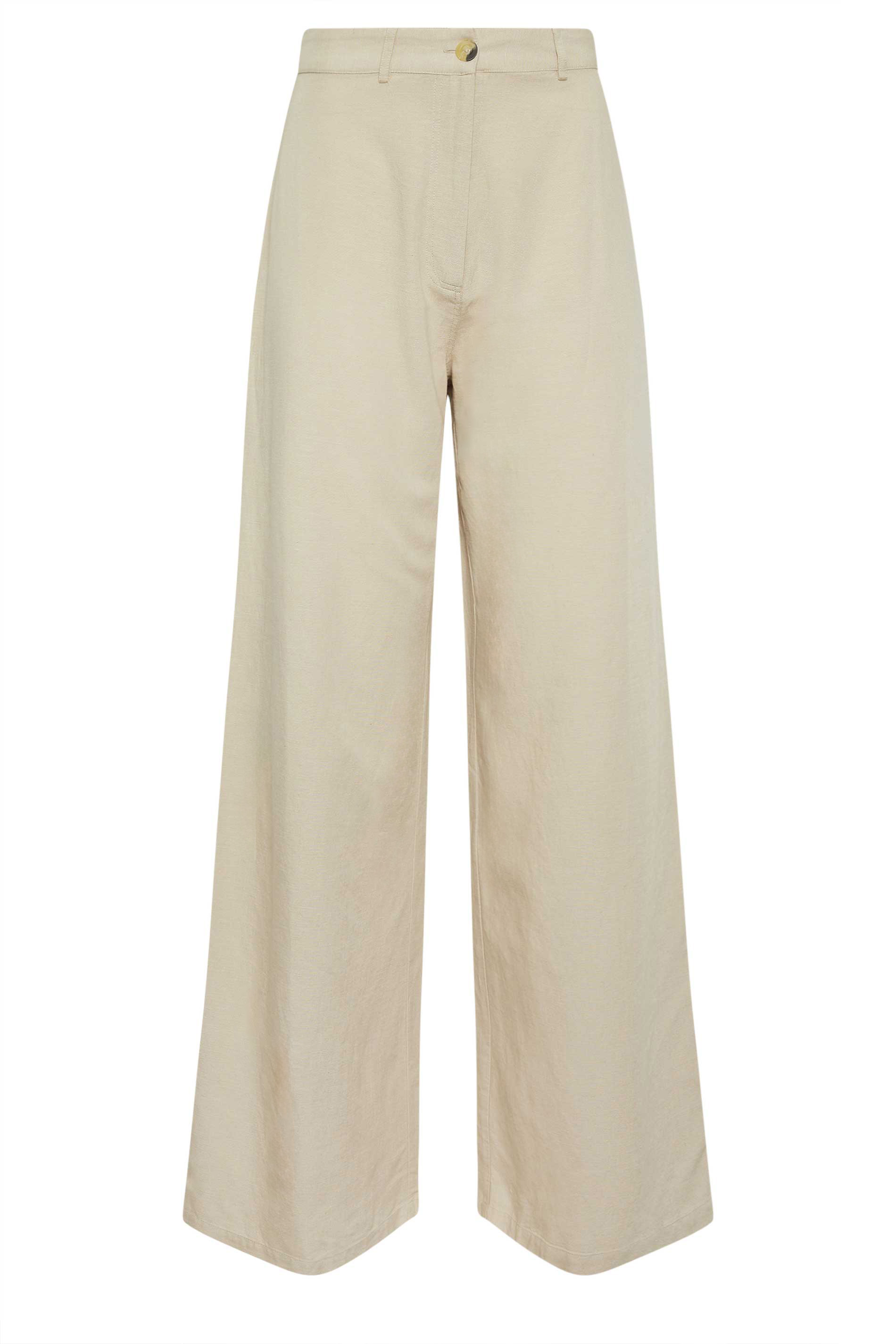 LTS Tall Women's Stone Brown Linen Wide Leg Trousers | Long Tall Sally 6