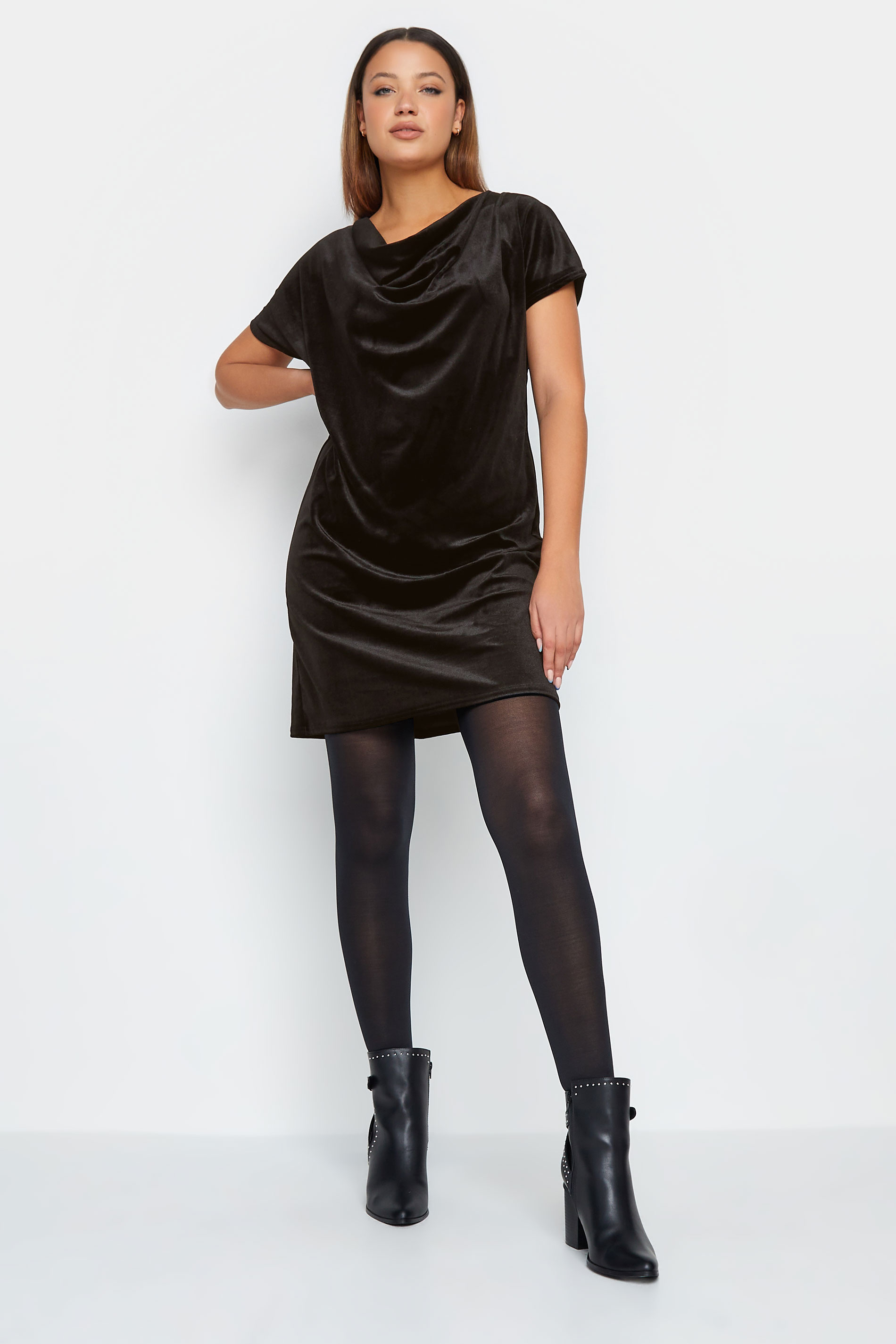 LTS Tall Womens Black Velour T-Shirt Dress | Long Tall Sally  2