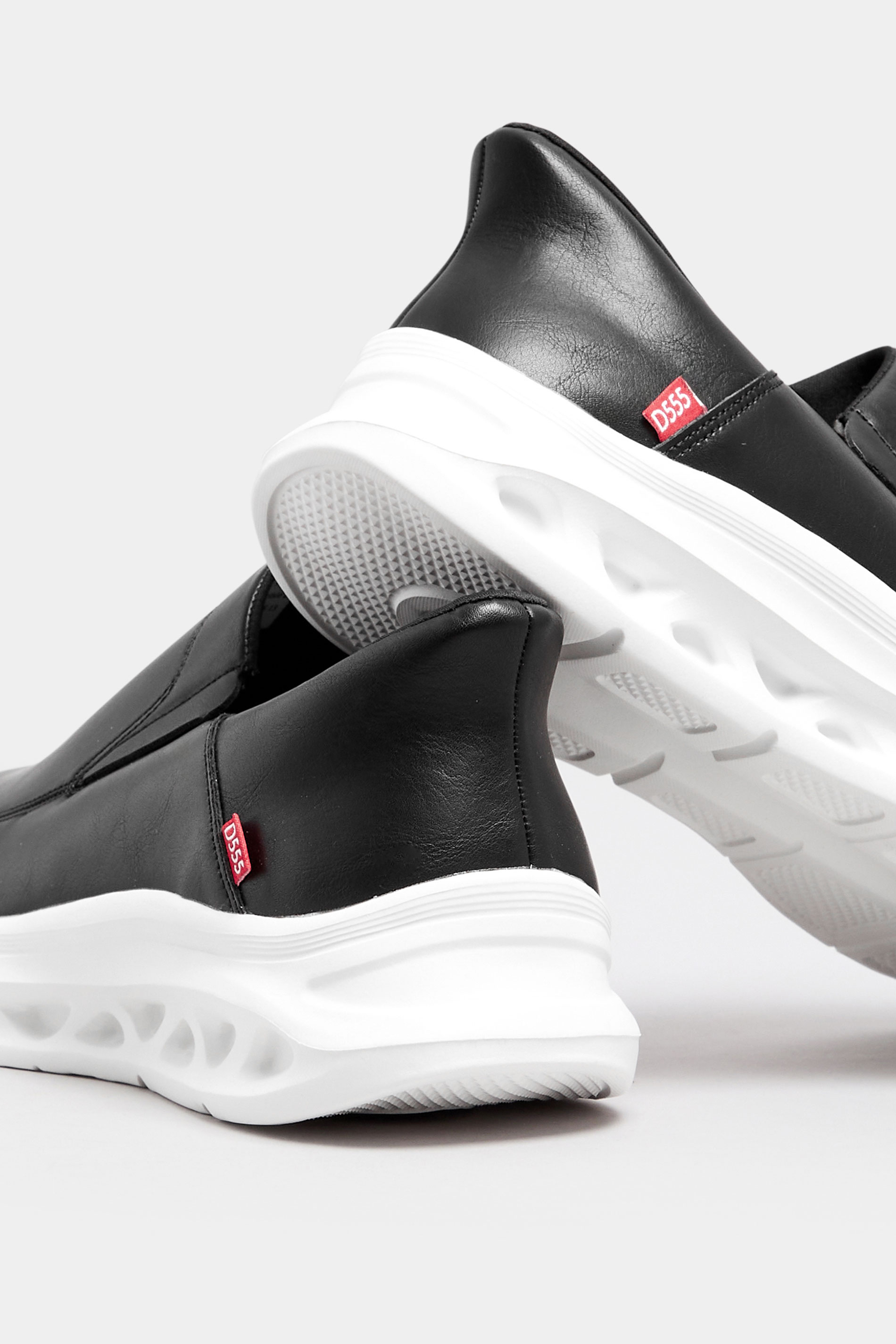 D555 Black Faux Leather Slip On Shoes | BadRhino 5